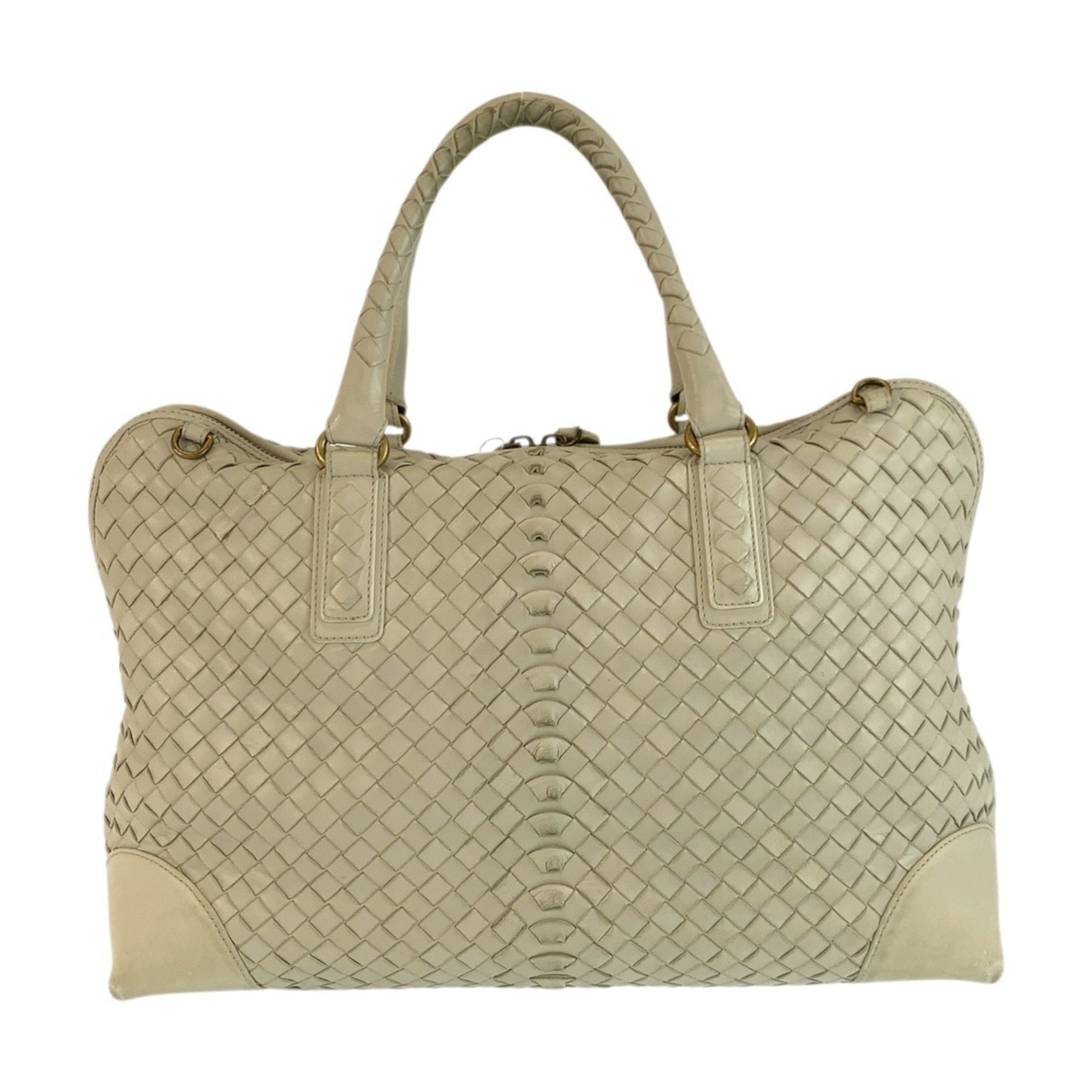 Bottega Veneta Ivory Intrecciato Handbag Shoulder Bag (Pre-Owned)
