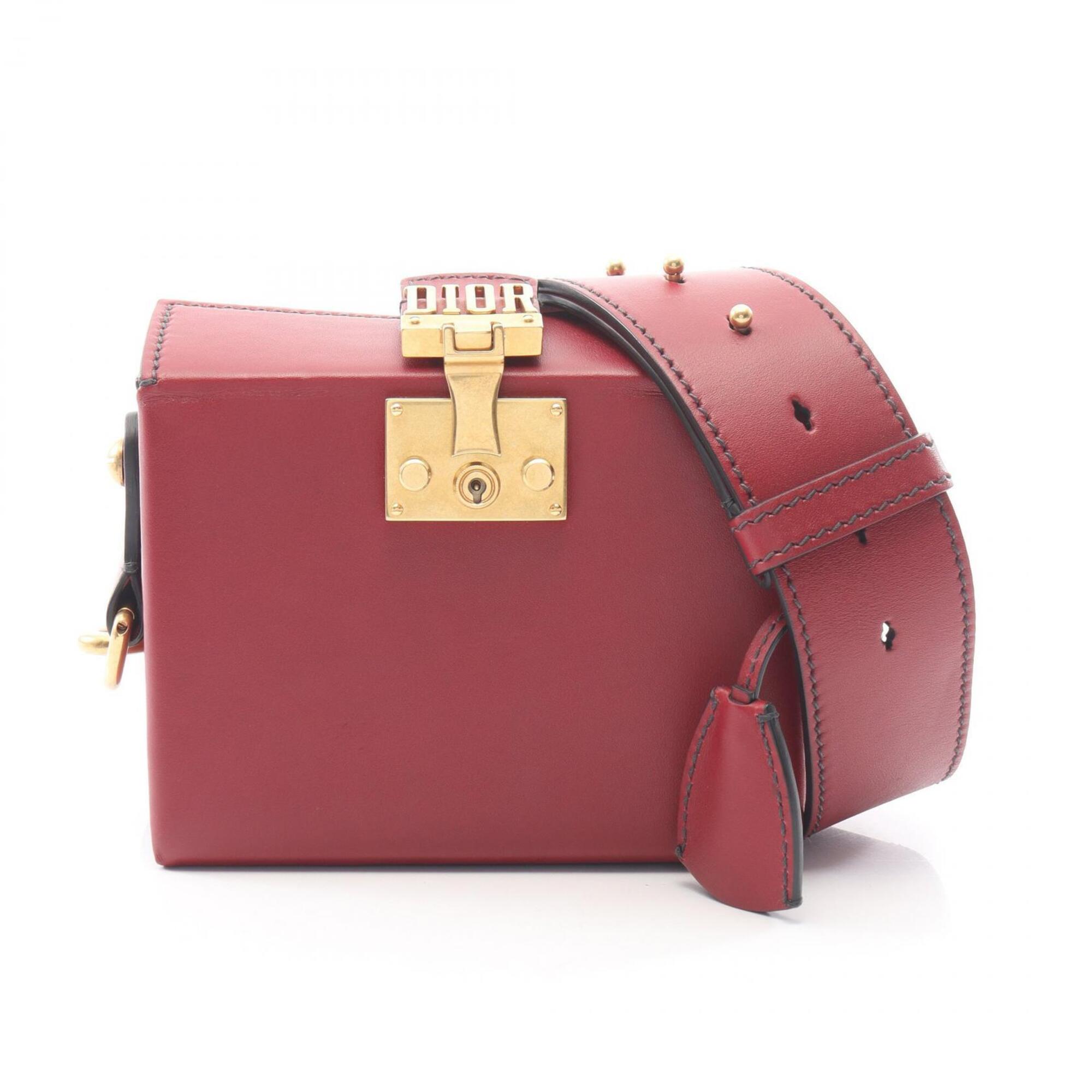 Christian Dior Red Color Leather Handbag Shoulder Bag (Pre-Owned)