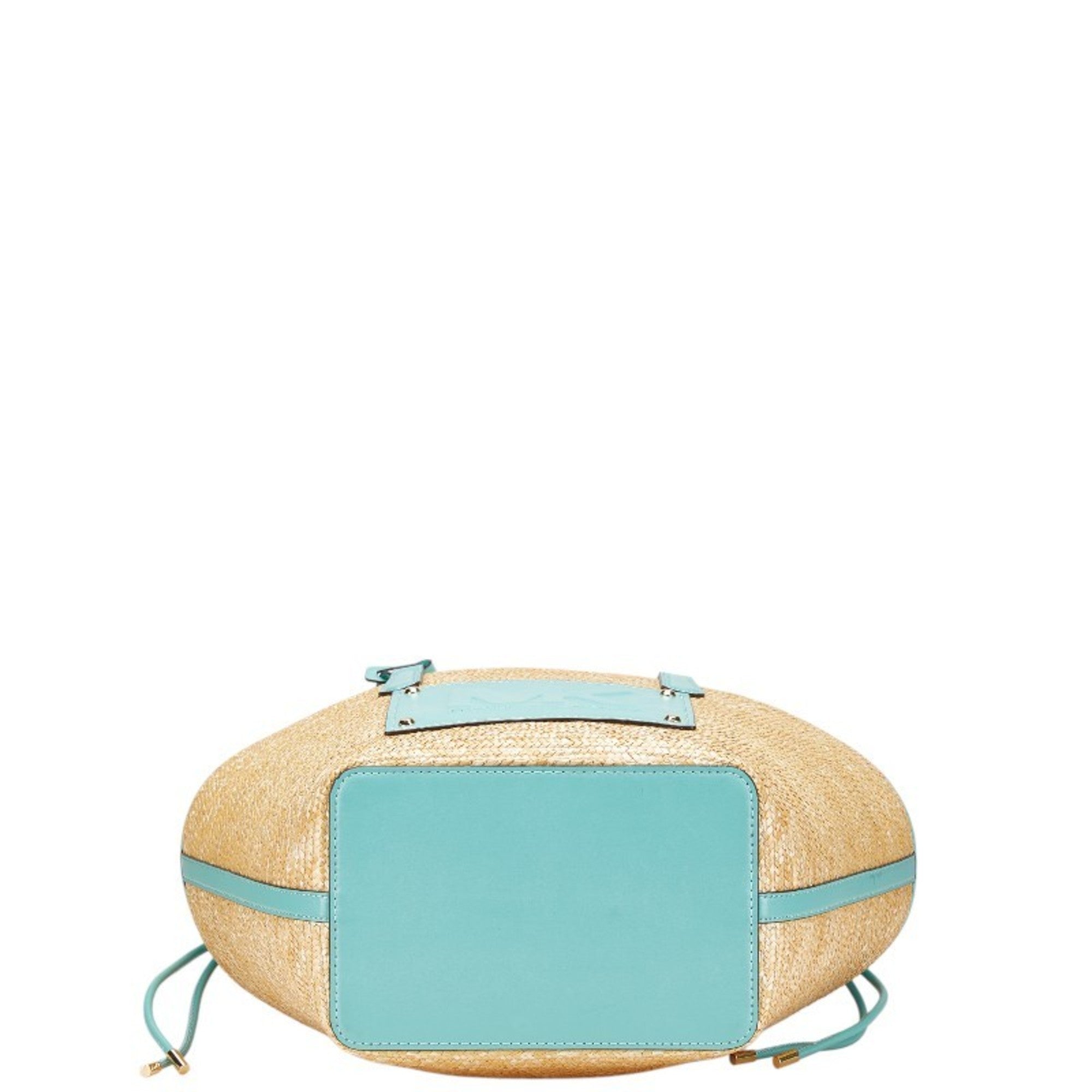 Michael Kors Beige Light Blue Straw Leather Tote Bag (Pre-Owned)