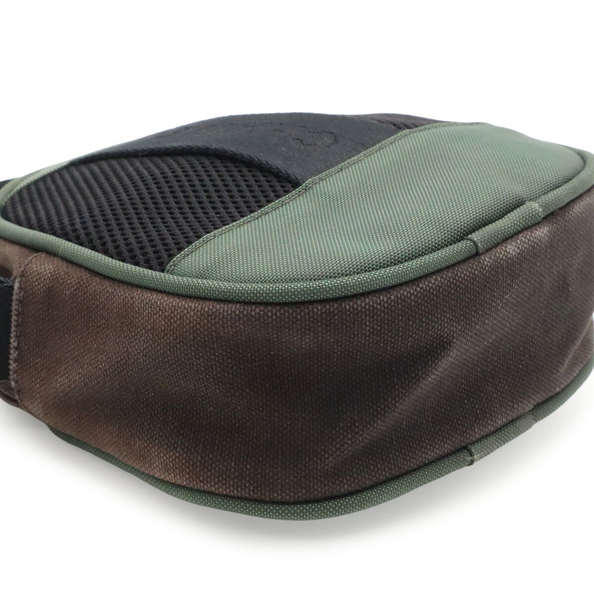 Chanel Black Green Nylon Canvas Fanny Pack Handbag Pouch Shoulder Bag (Pre-Owned)