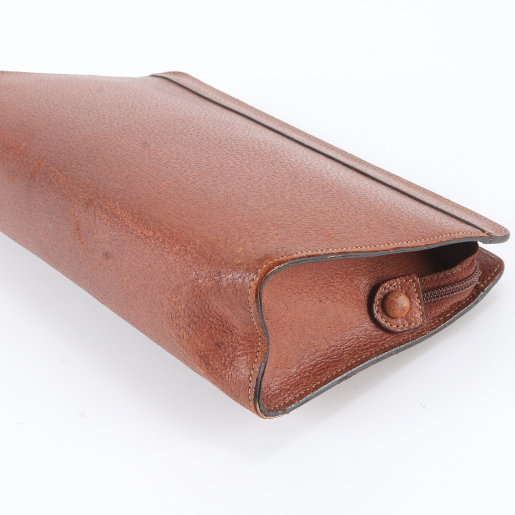 Gucci Brown Leather Clutch Bag Pouch (Pre-Owned)