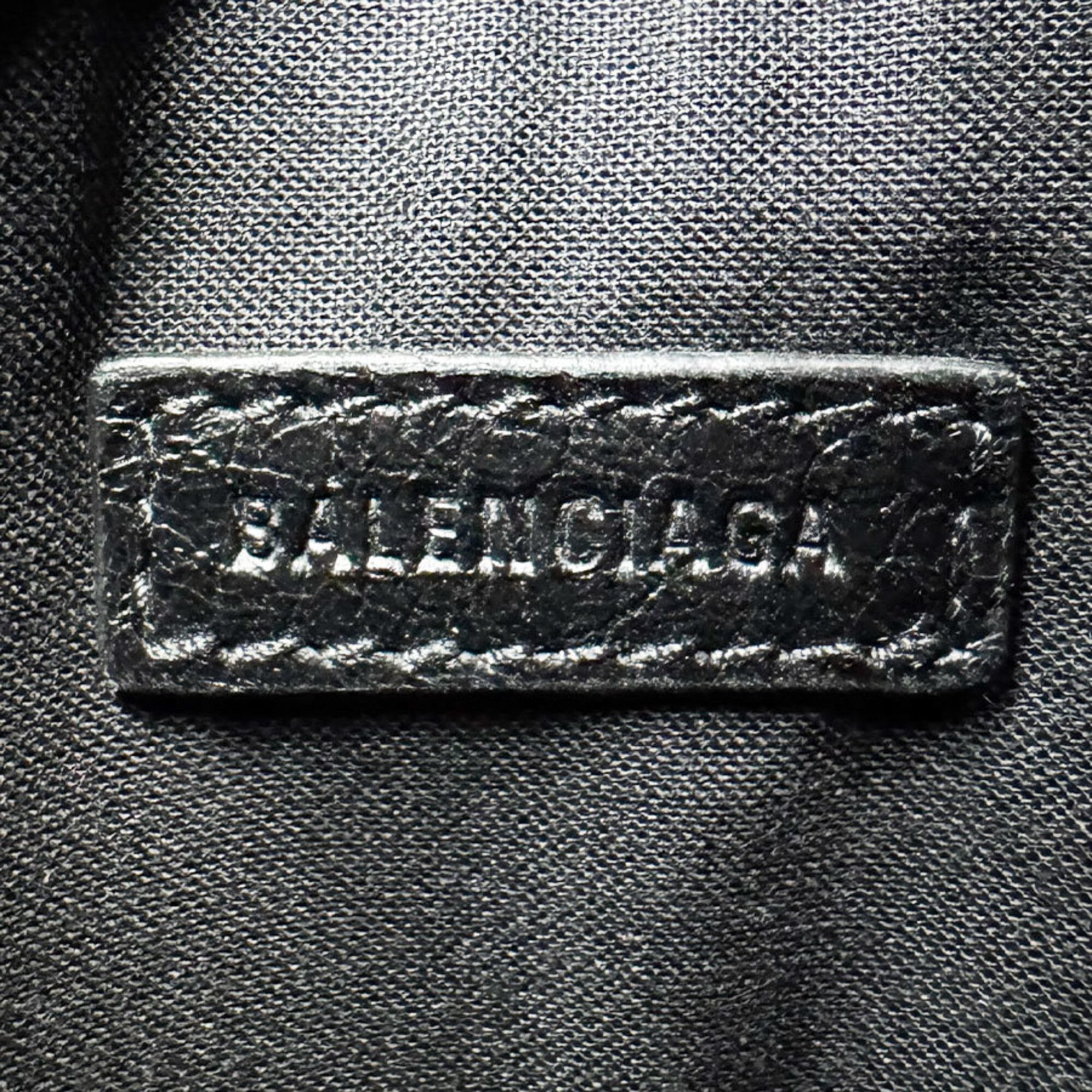 Balenciaga Black White Leather Handbag Pochette Pouch (Pre-Owned)