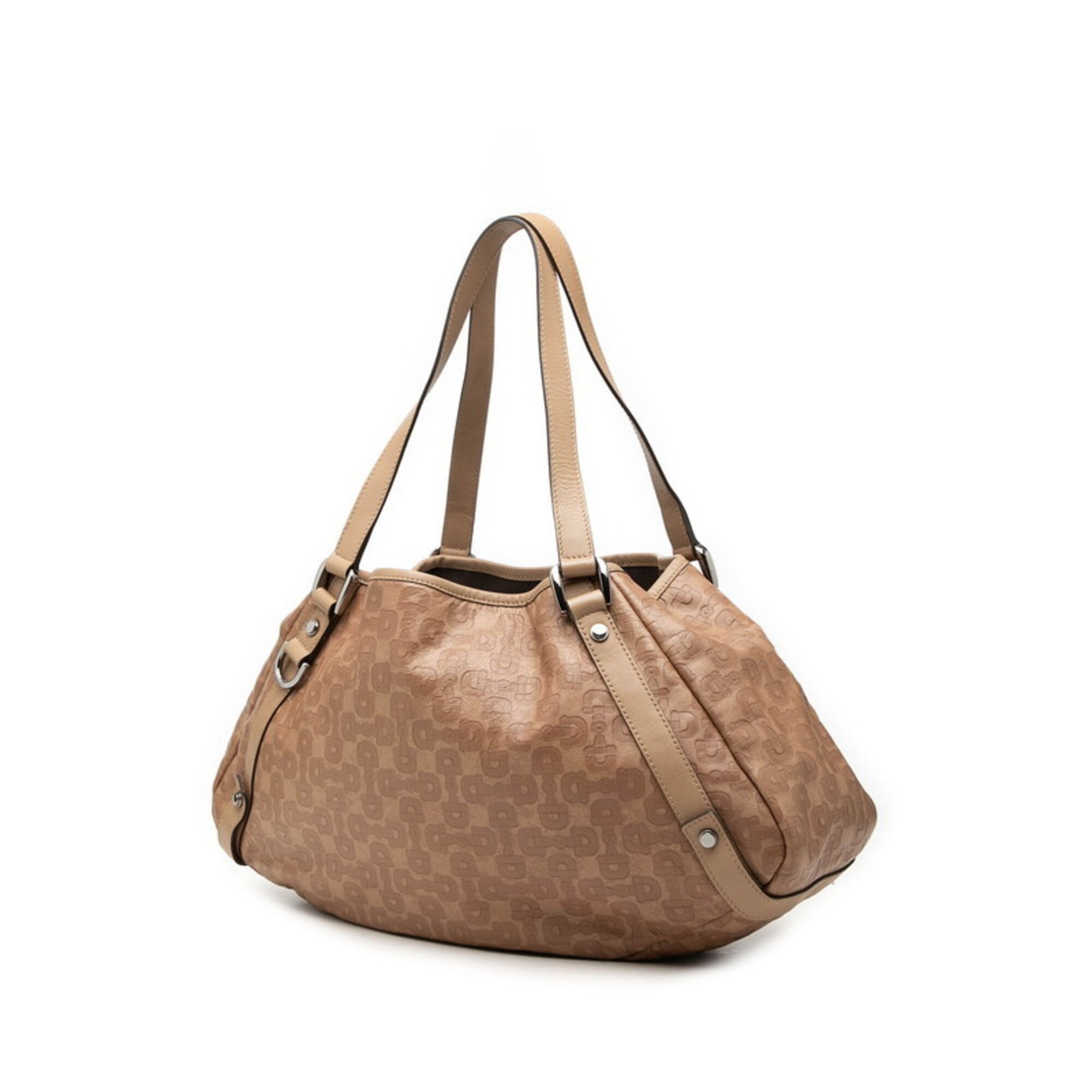Gucci Horsebit Beige Leather Handbag Tote Bag (Pre-Owned)