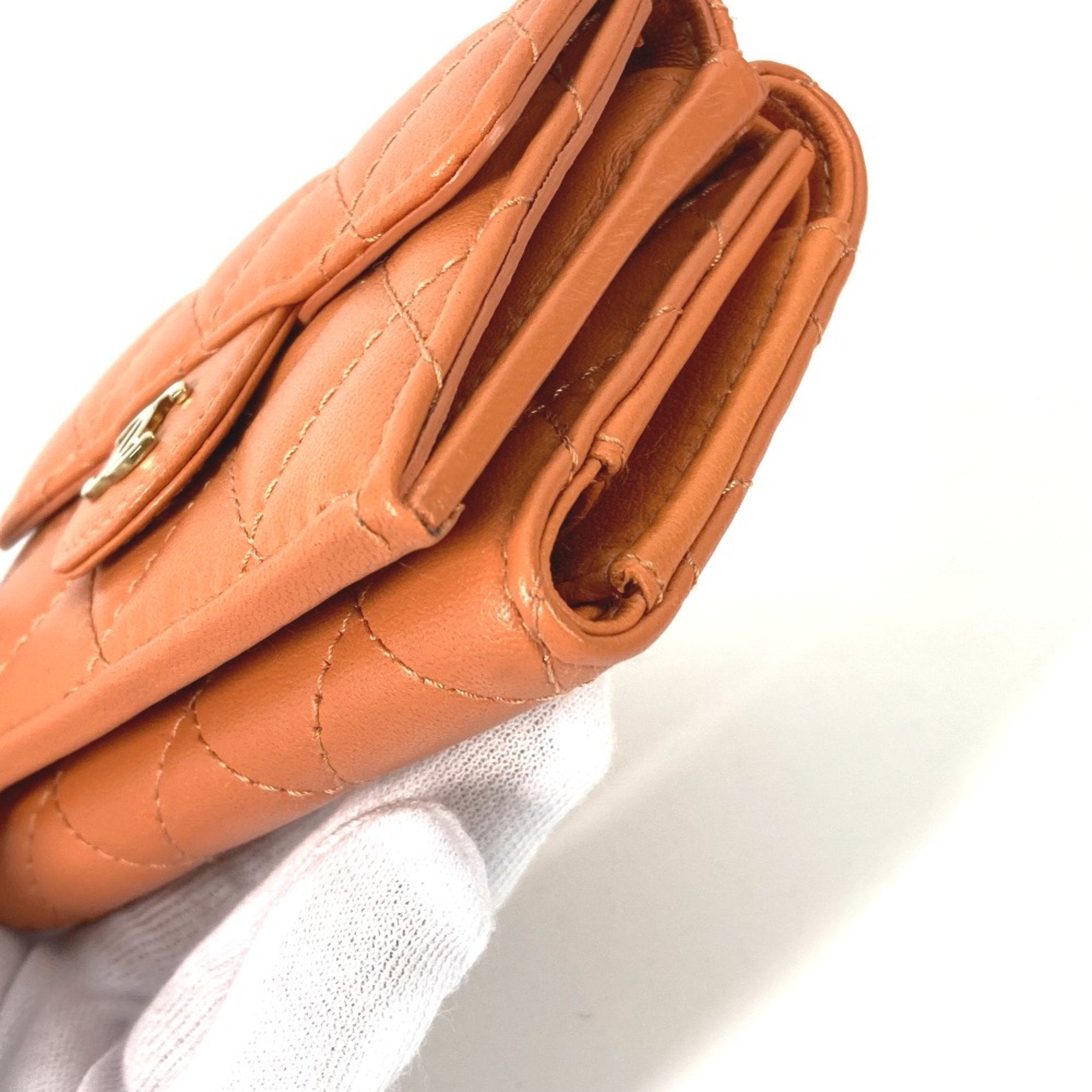 Chanel Orange Leather Wallet (Tri-Fold) (Pre-Owned)