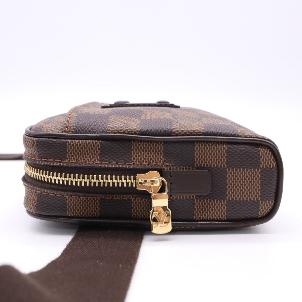 Louis Vuitton Beige Brown Coated Canvas Leather Sling Bag (Pre-Owned)