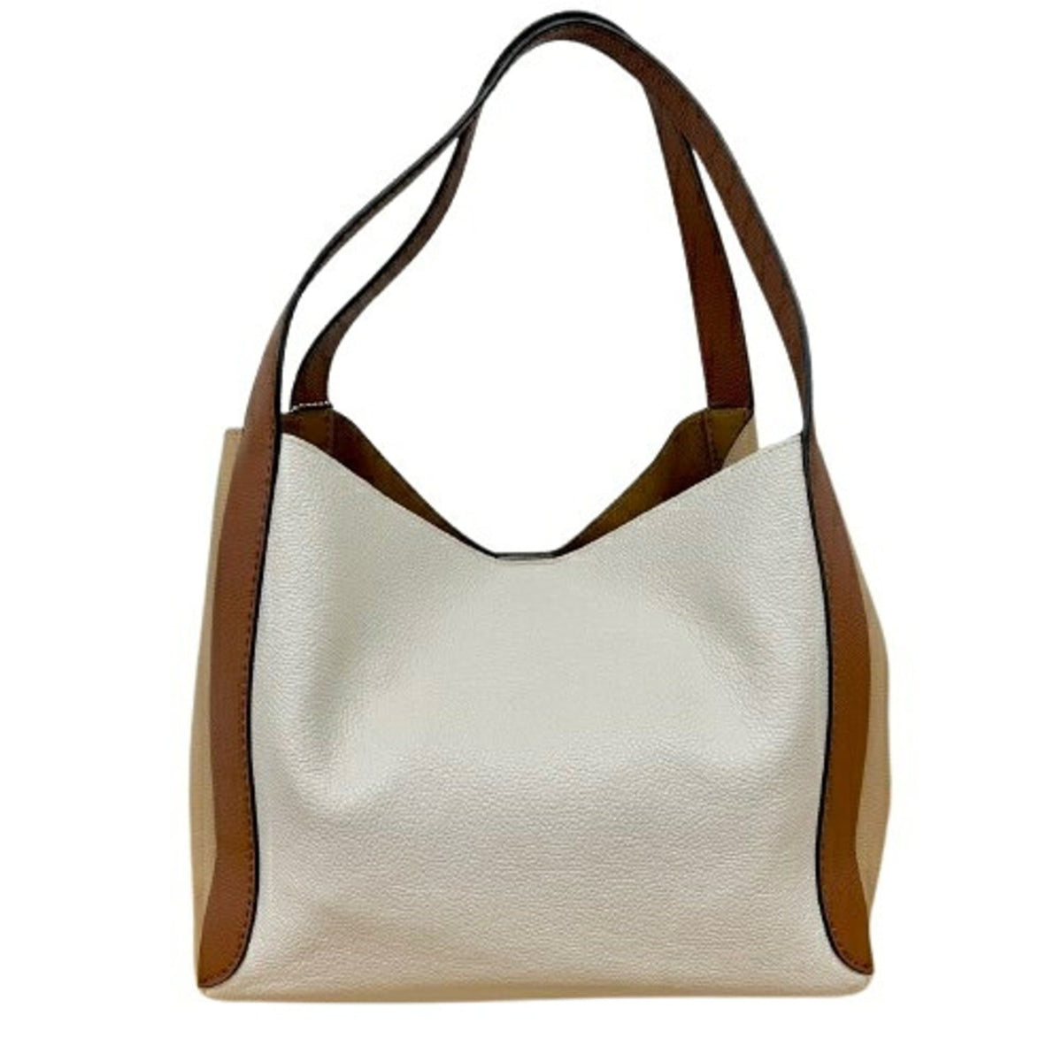 Coach Beige Brown White Leather Tote Bag (Pre-Owned)