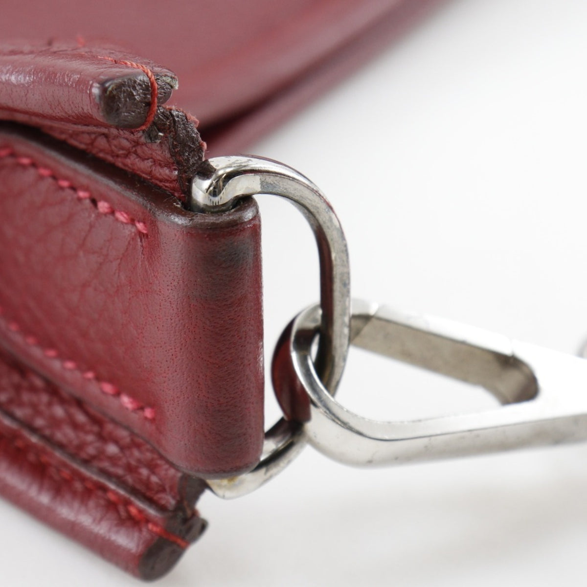 Hermes Red Color Taurillon Clemence Leather Shoulder Bag (Pre-Owned)