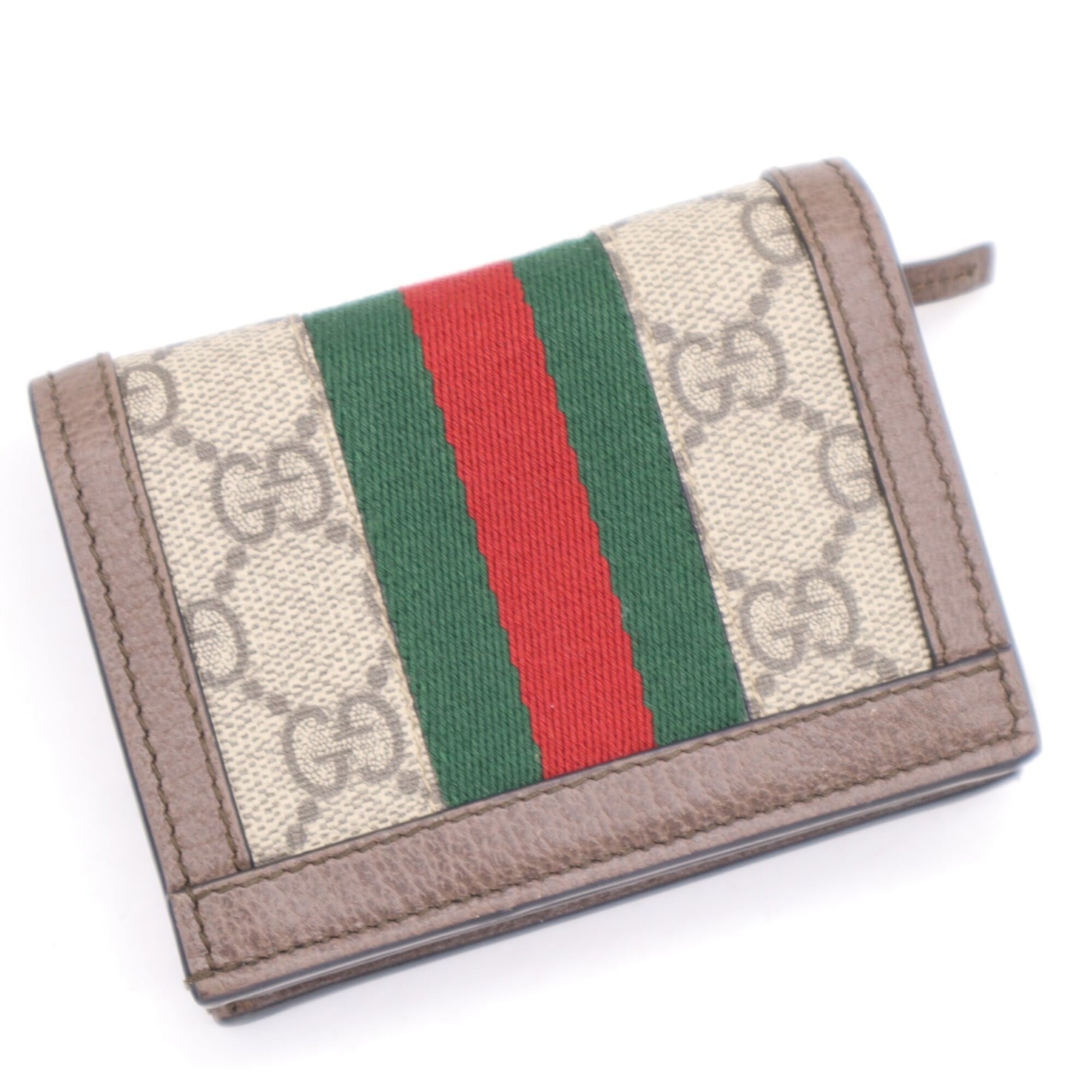 Gucci Ophidia Beige Brown Multi-Color Coated Canvas Leather Wallet (Bi-Fold) (Pre-Owned)