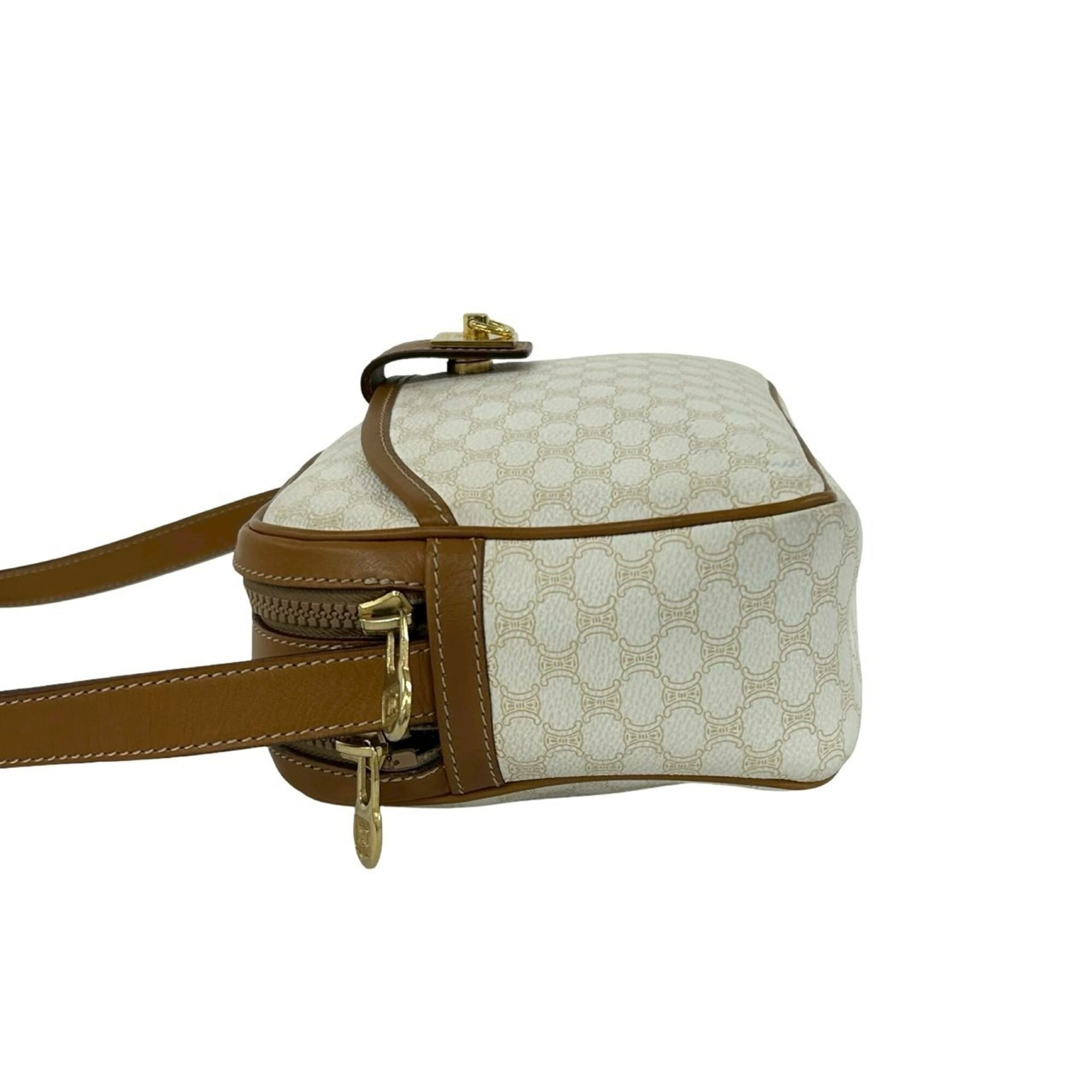 Celine Brown White Pvc Leather Pochette Shoulder Bag (Pre-Owned)
