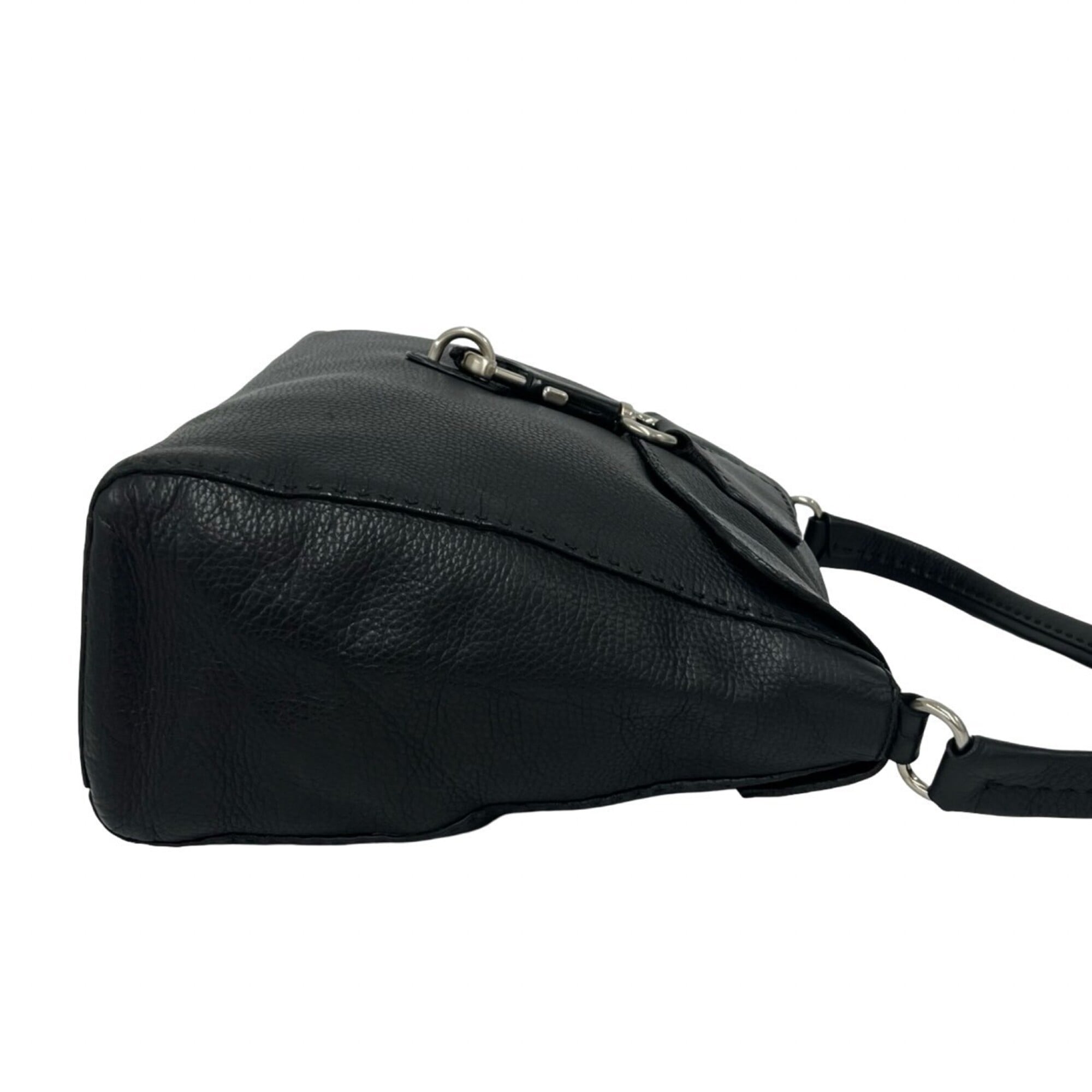 Prada Black Leather Handbag Shoulder Bag Tote Bag (Pre-Owned)