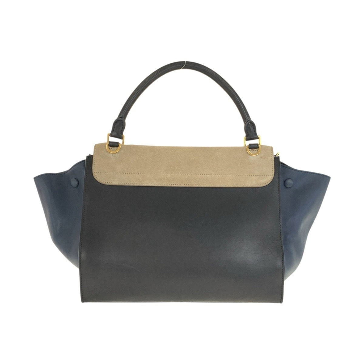 Celine Beige Navy Leather Handbag Shoulder Bag (Pre-Owned)