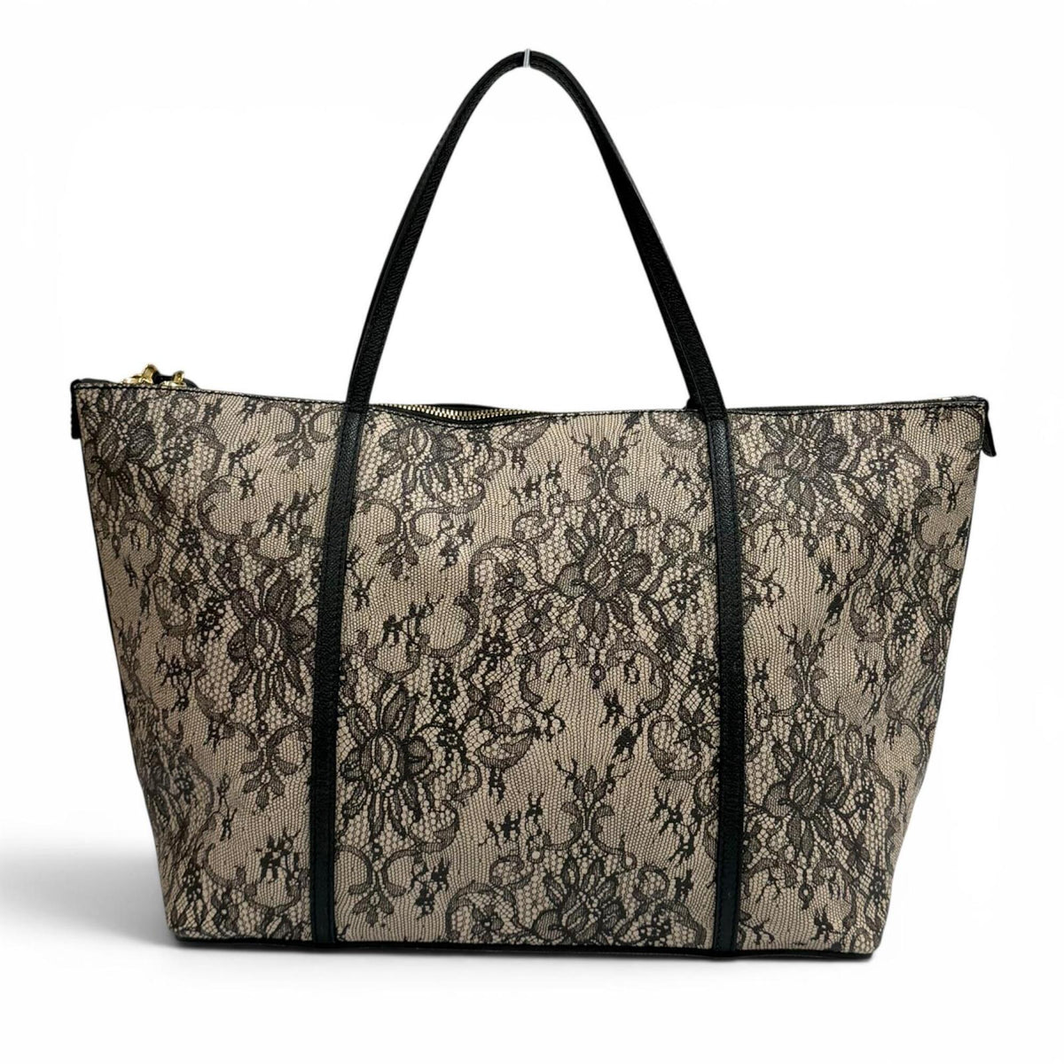 Dolce & Gabbana Beige Black Leather Tote Bag (Pre-Owned)