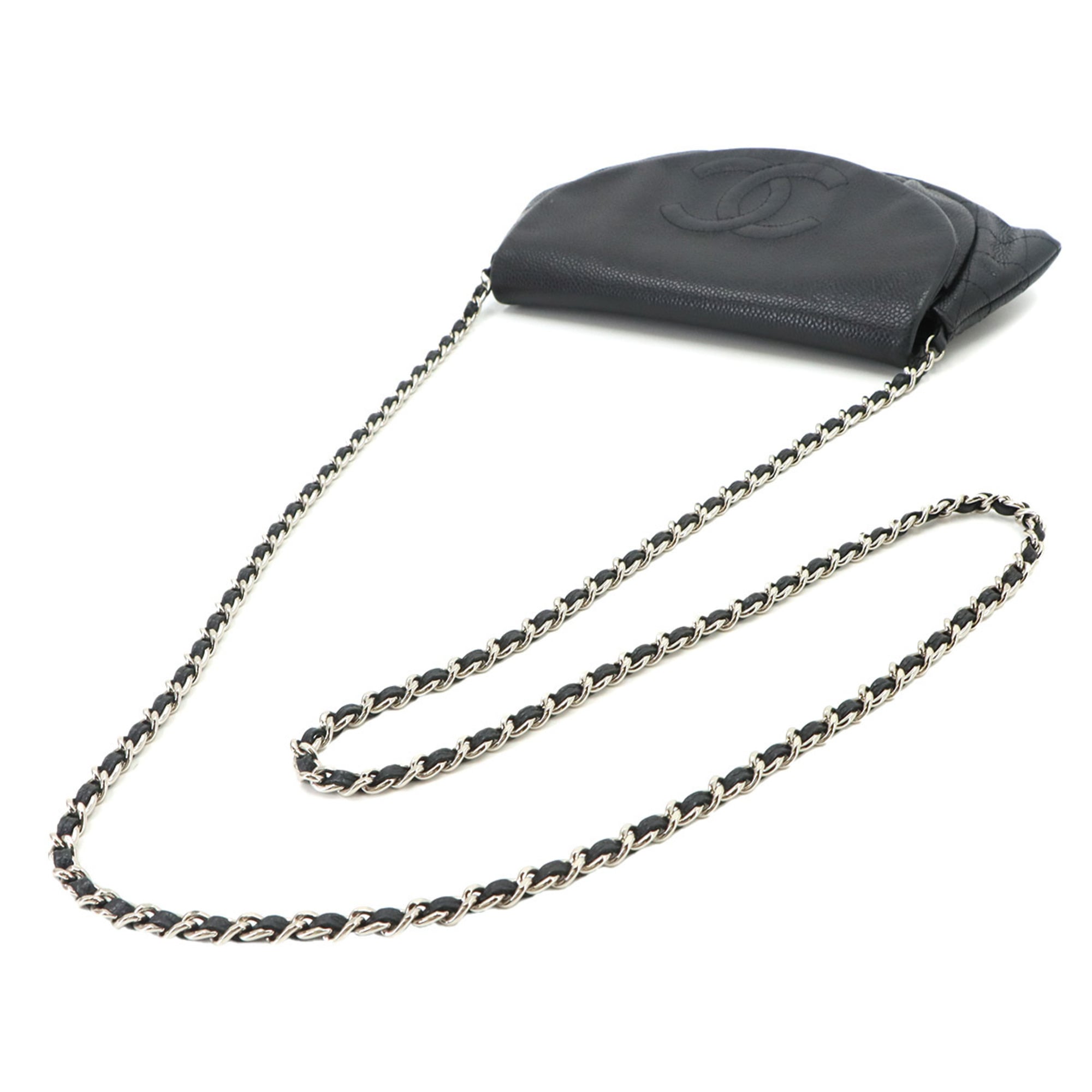 Chanel Black Grained Calfskin Chain/Shoulder Wallet (Pre-Owned)