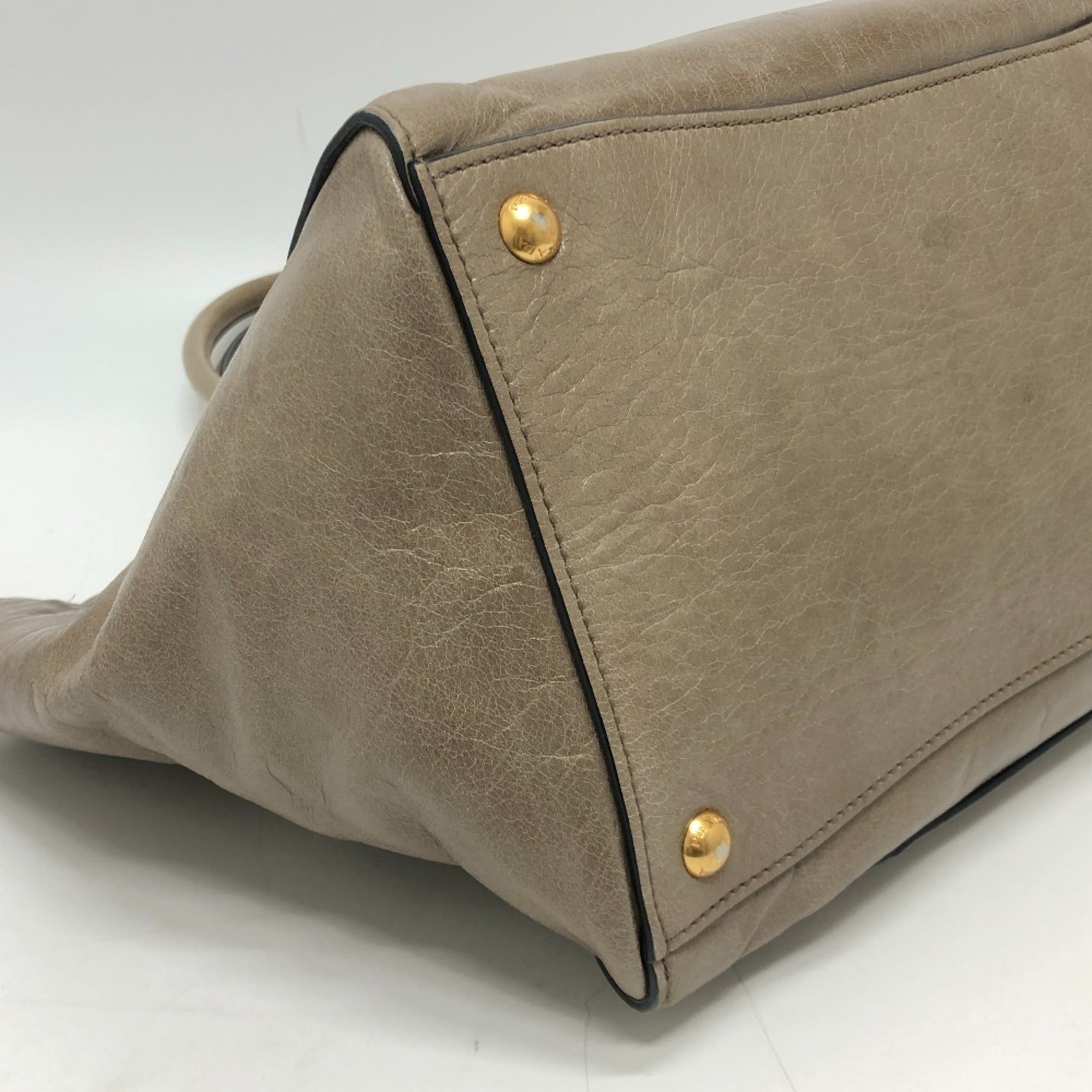 Prada Brown Leather Handbag Shoulder Bag Tote Bag (Pre-Owned)