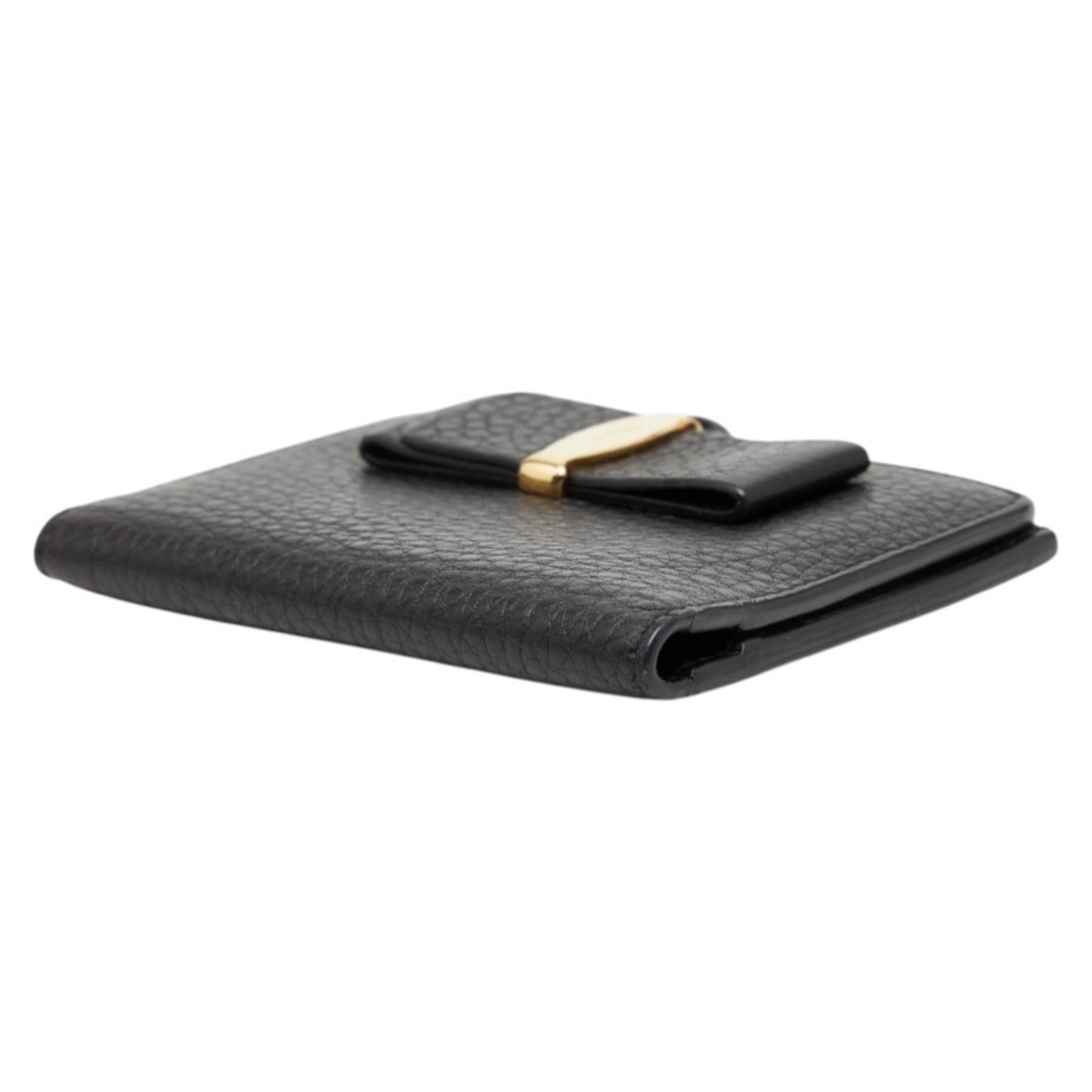 Salvatore Ferragamo Black Leather Wallet (Bi-Fold) (Pre-Owned)