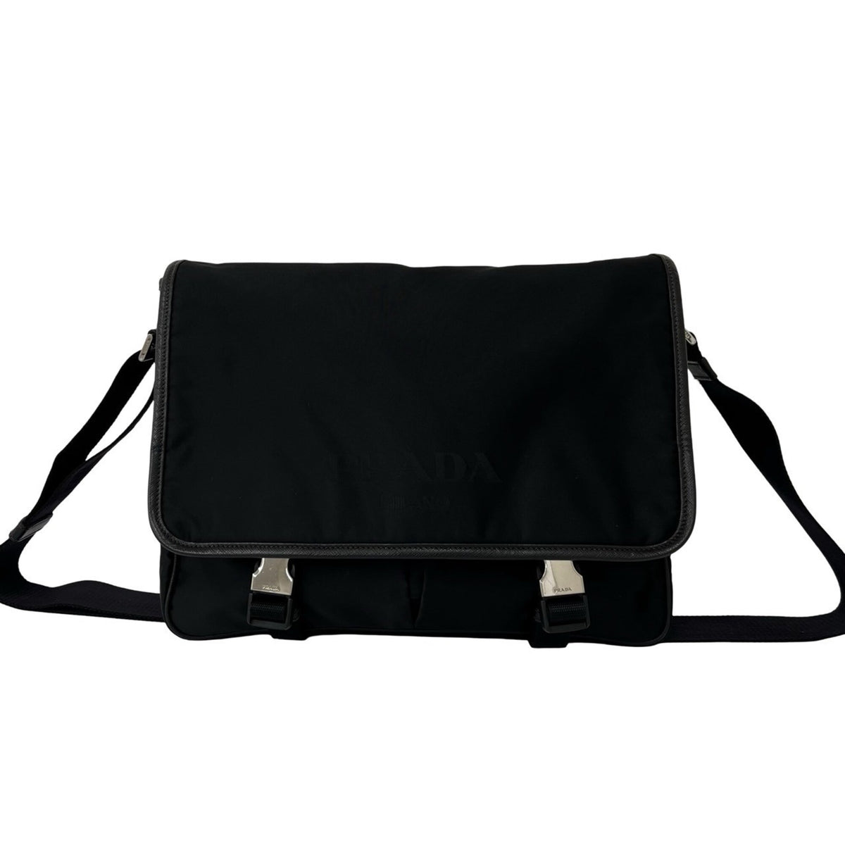 Prada Black Nylon Leather Shoulder Bag (Pre-Owned)