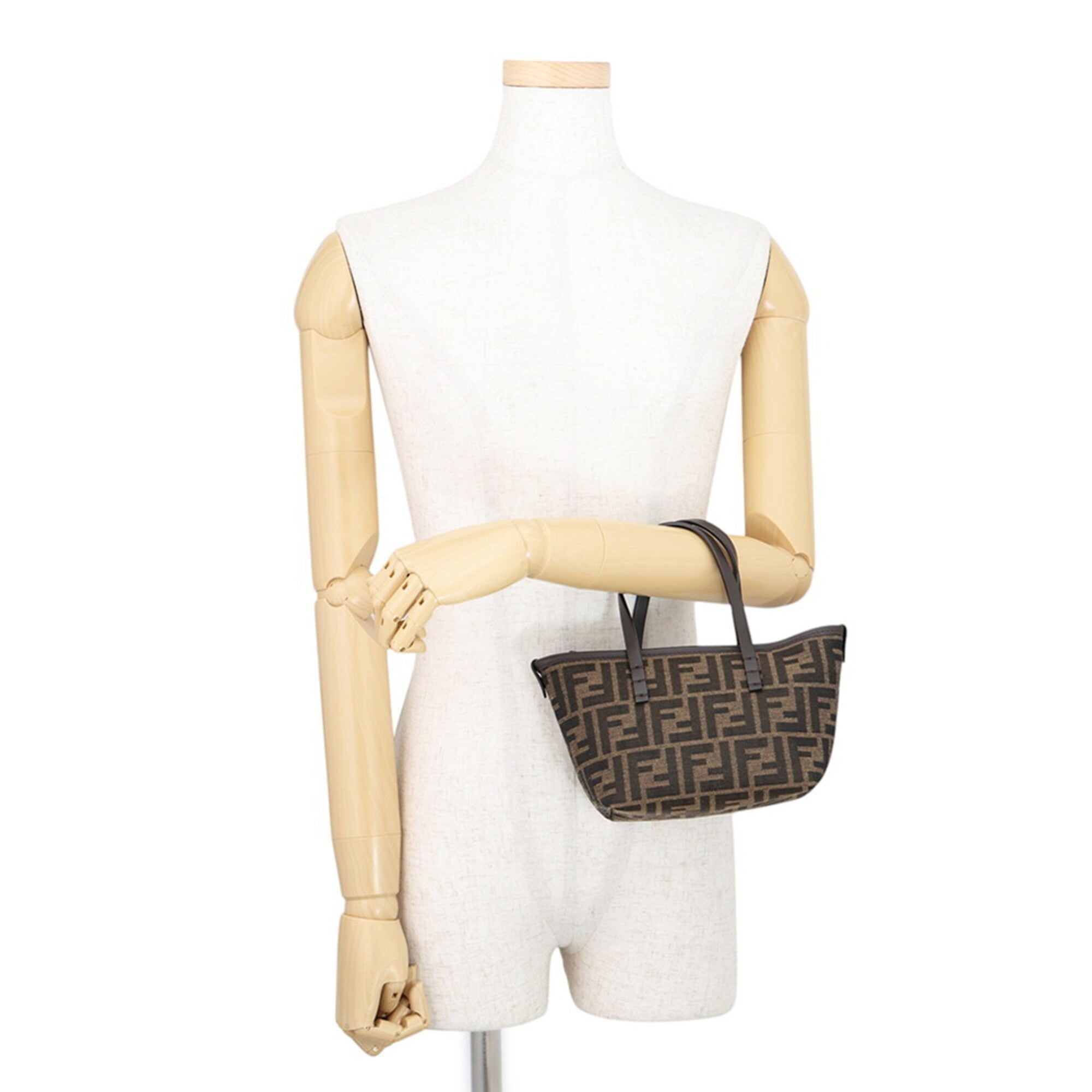 Fendi Brown Canvas Leather Handbag Shoulder Bag (Pre-Owned)