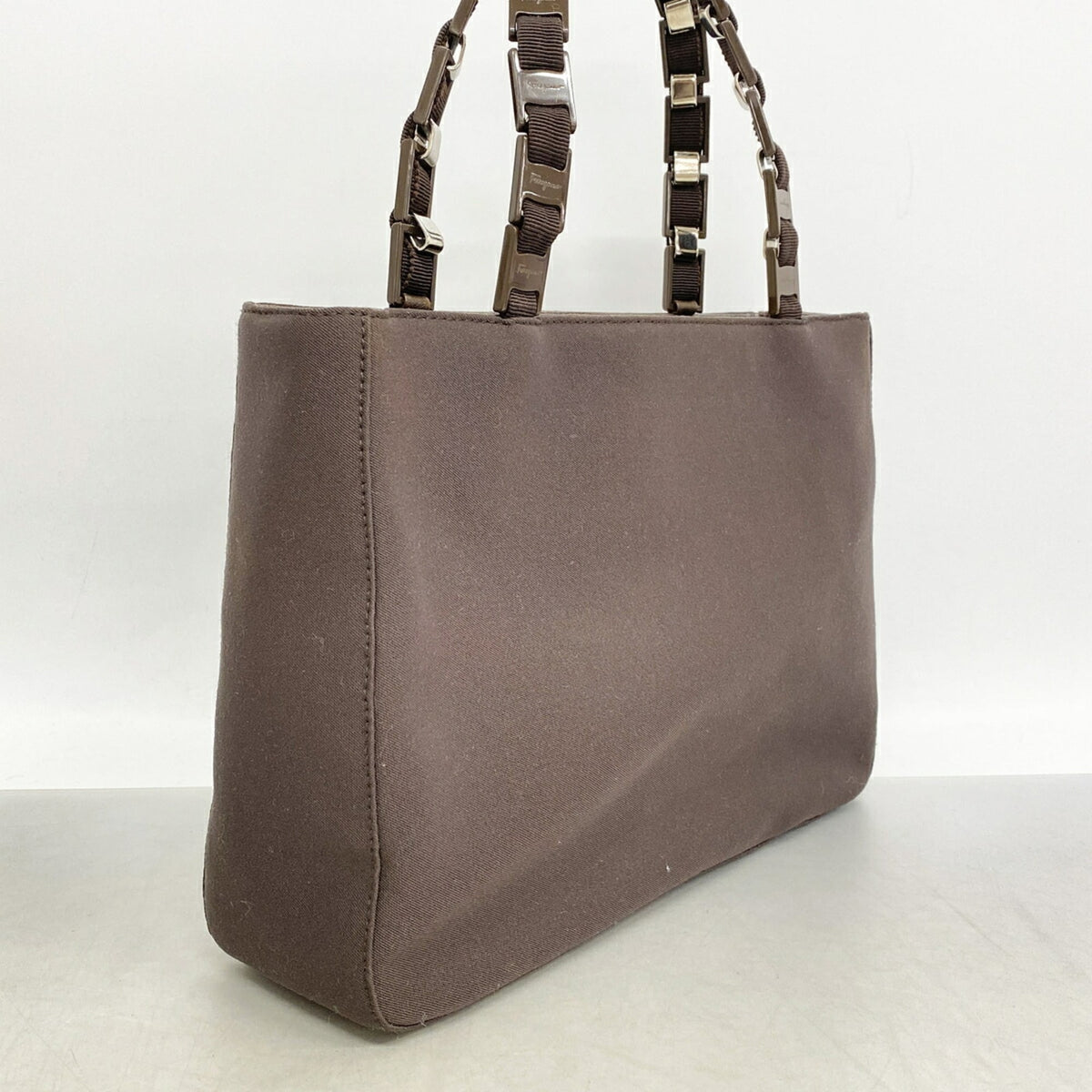 Salvatore Ferragamo Brown Nylon Canvas Handbag (Pre-Owned)