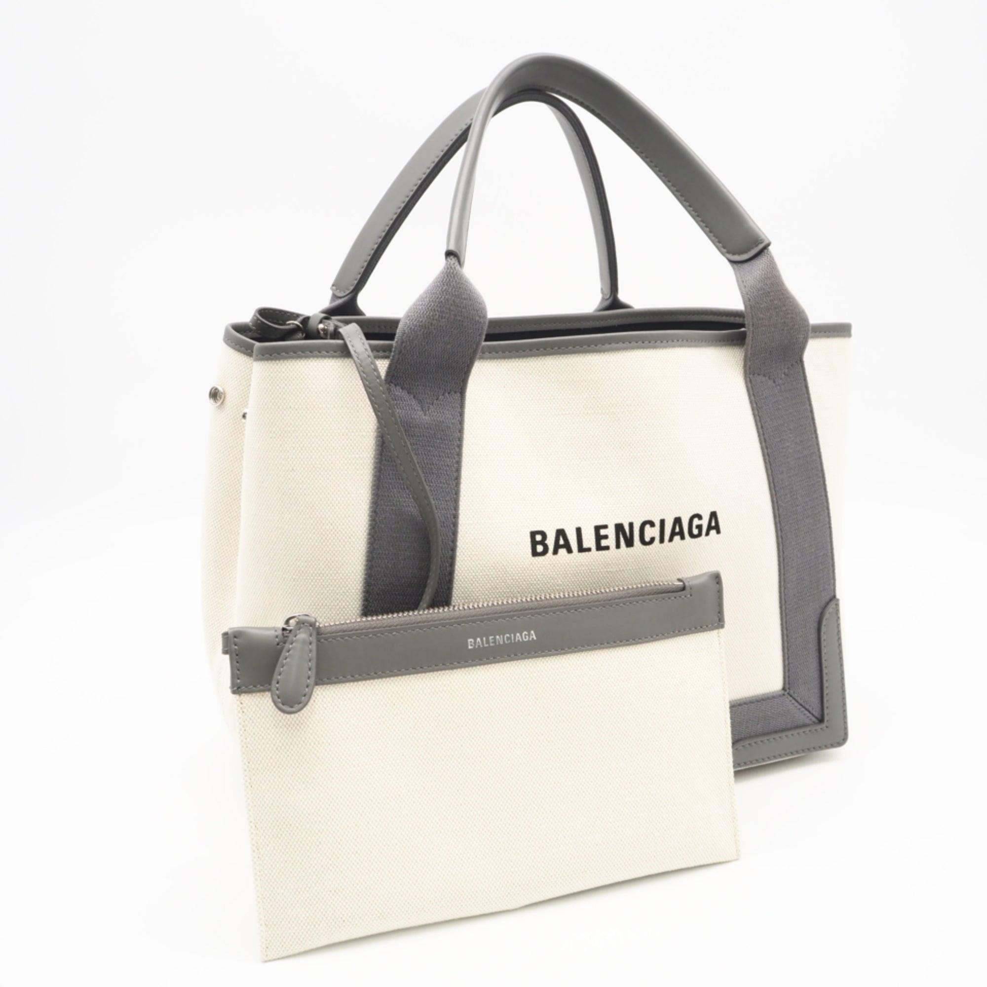 Balenciaga Gray Canvas Leather Pouch Tote Bag (Pre-Owned)