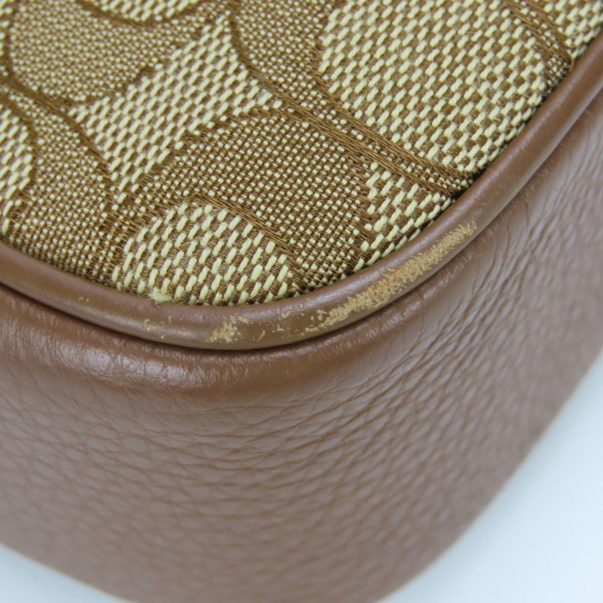 Coach Bordeaux Brown Canvas Leather Pochette Shoulder Bag (Pre-Owned)