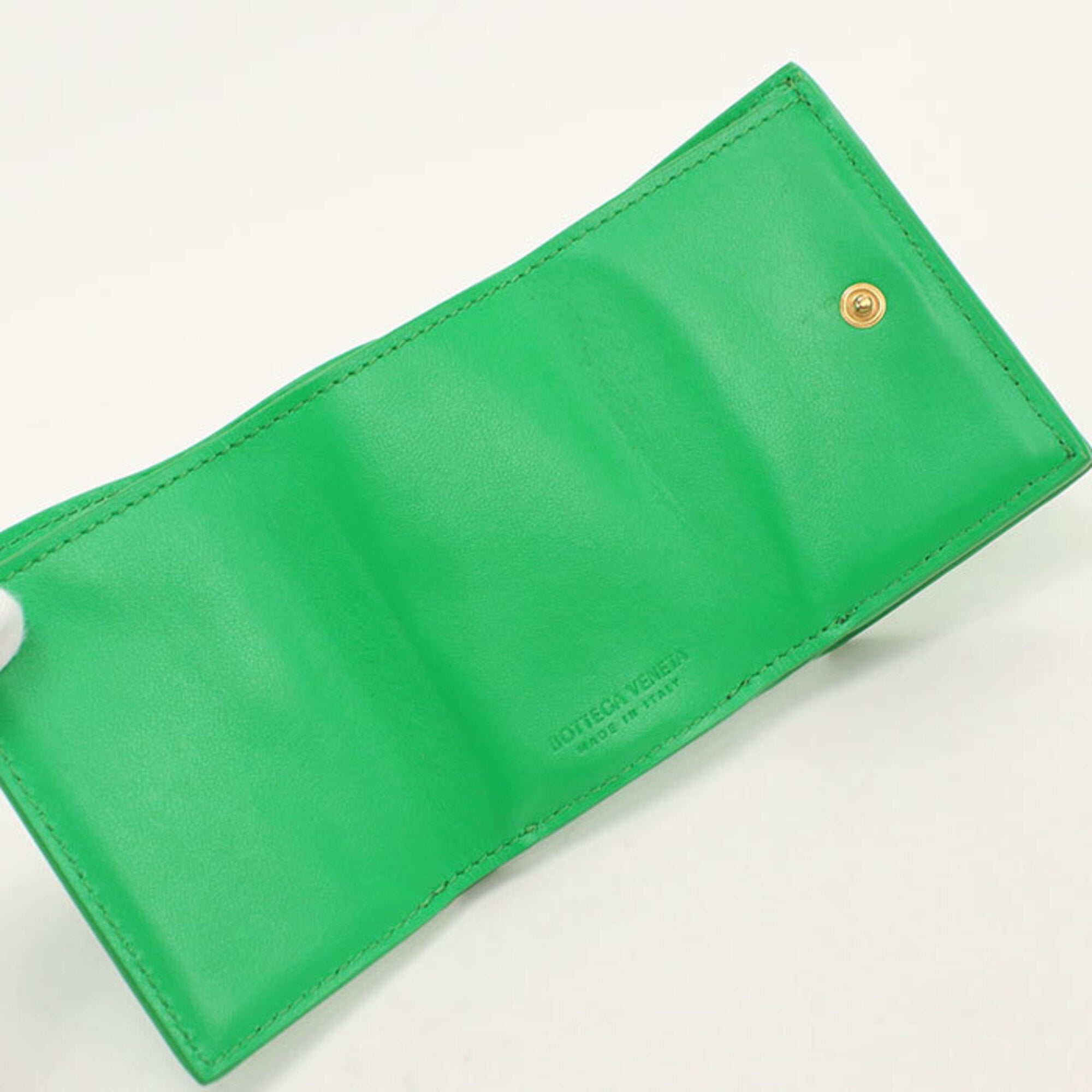 Bottega Veneta Green Leather Wallet (Tri-Fold) (Pre-Owned)