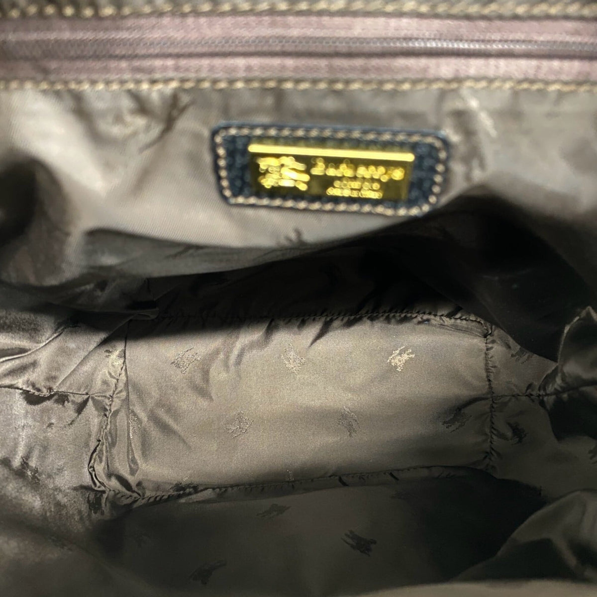 Burberry Black Brown Canvas Leather Backpack (Pre-Owned)