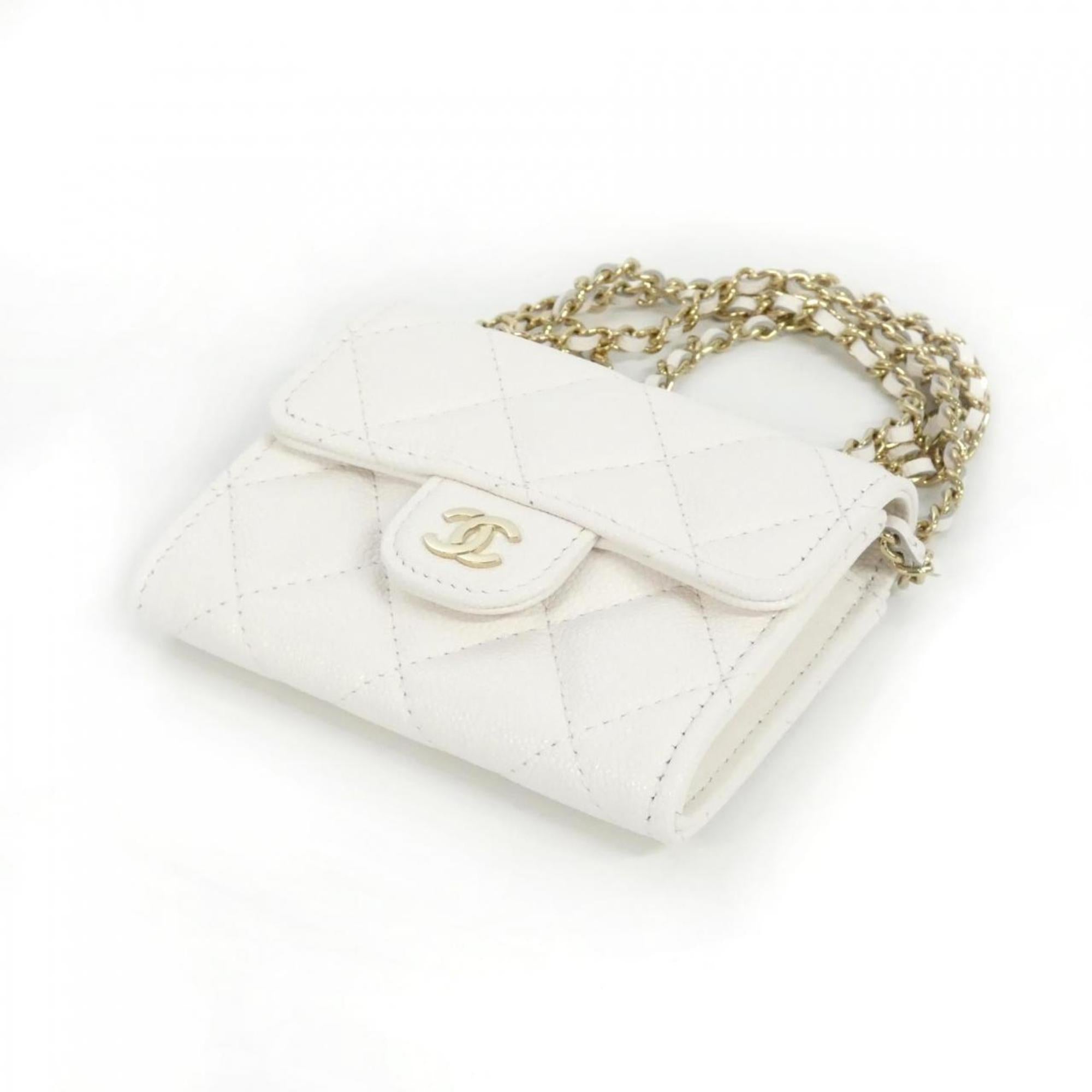 Chanel White Grained Calfskin Clutch Bag (Pre-Owned)