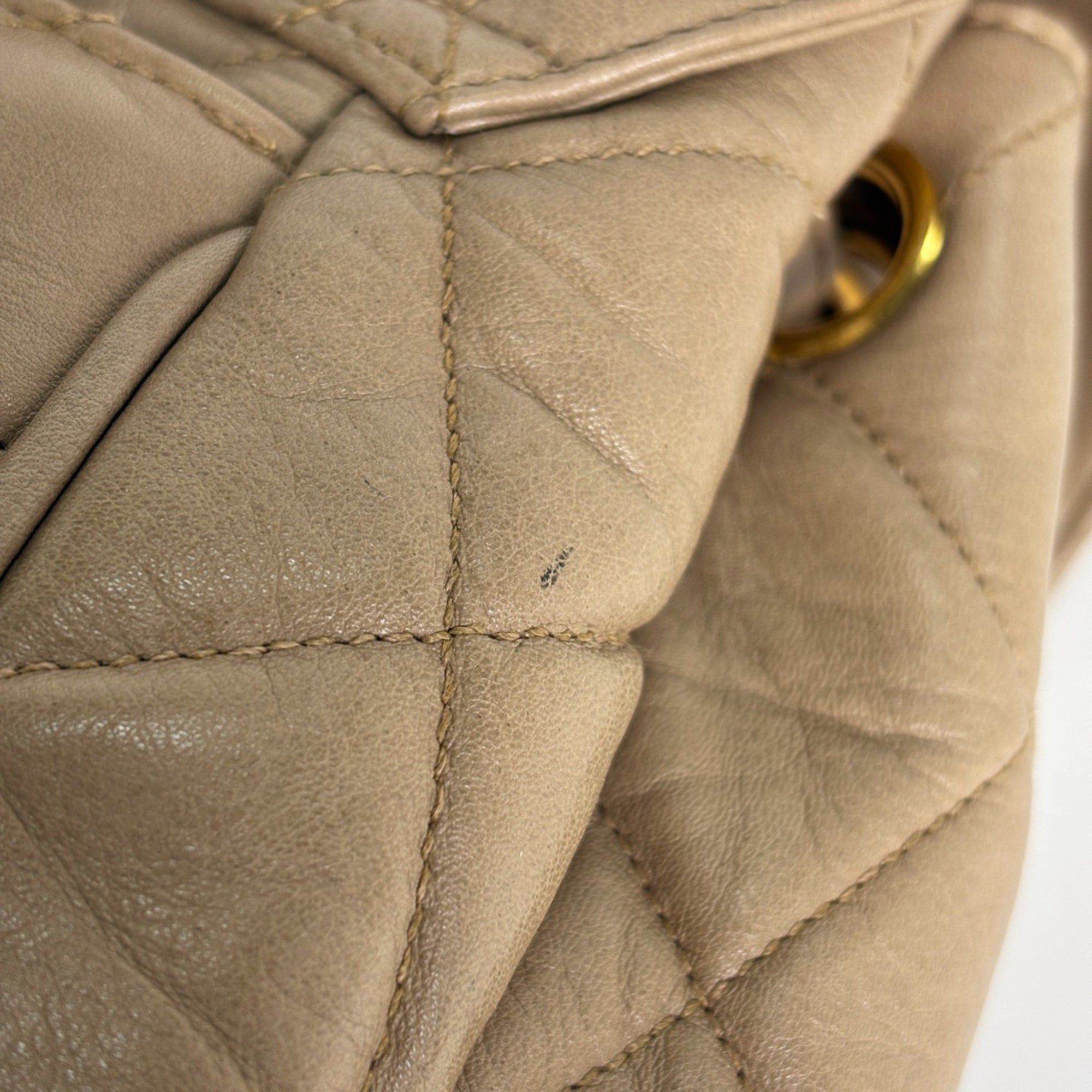Chanel Matelasse Beige Leather Backpack (Pre-Owned)