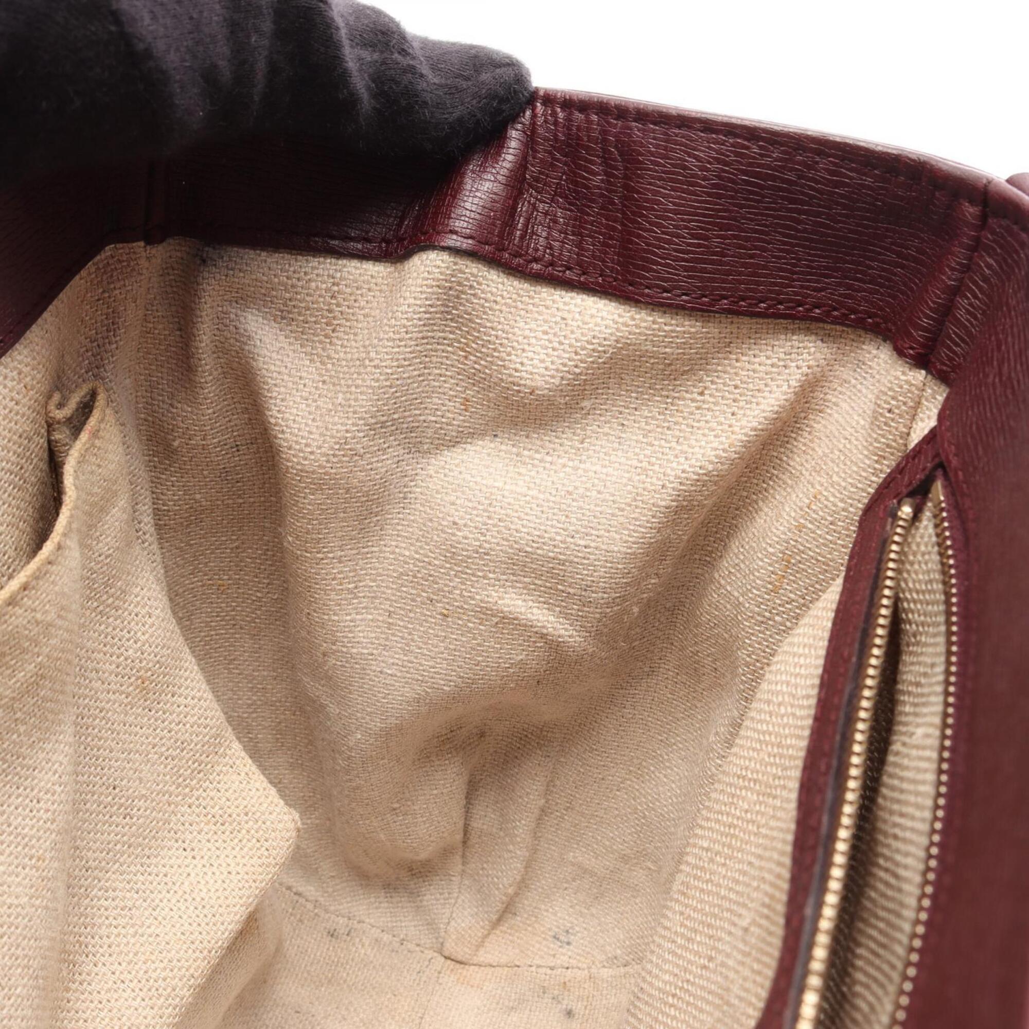 Gucci Bordeaux Leather Handbag Shoulder Bag (Pre-Owned)