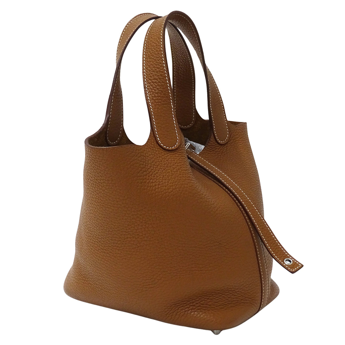 Hermes Brown Taurillon Clemence Leather Handbag Tote Bag (Pre-Owned)