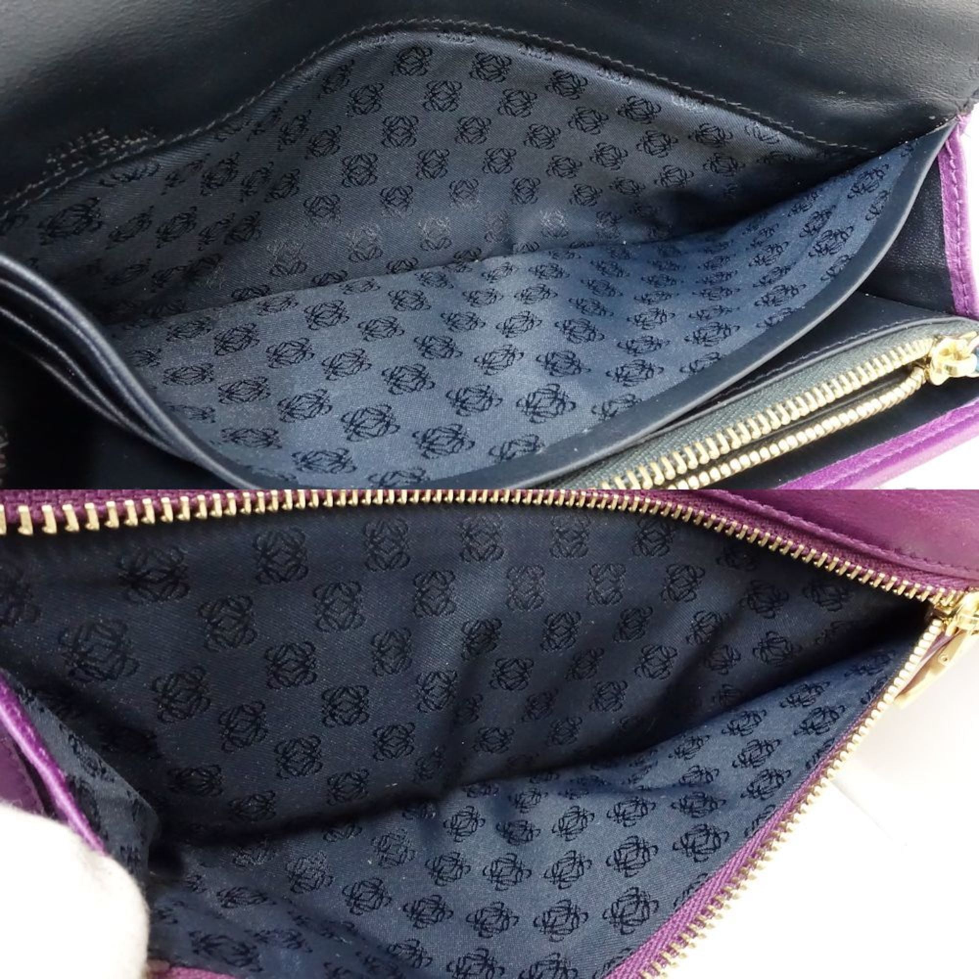 Loewe Purple Leather Long Wallet (Bi-Fold) (Pre-Owned)