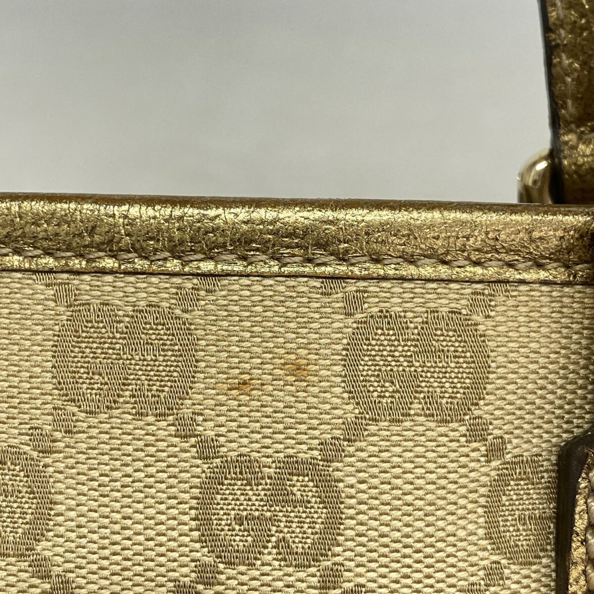 Gucci Beige Brown Canvas Handbag (Pre-Owned)