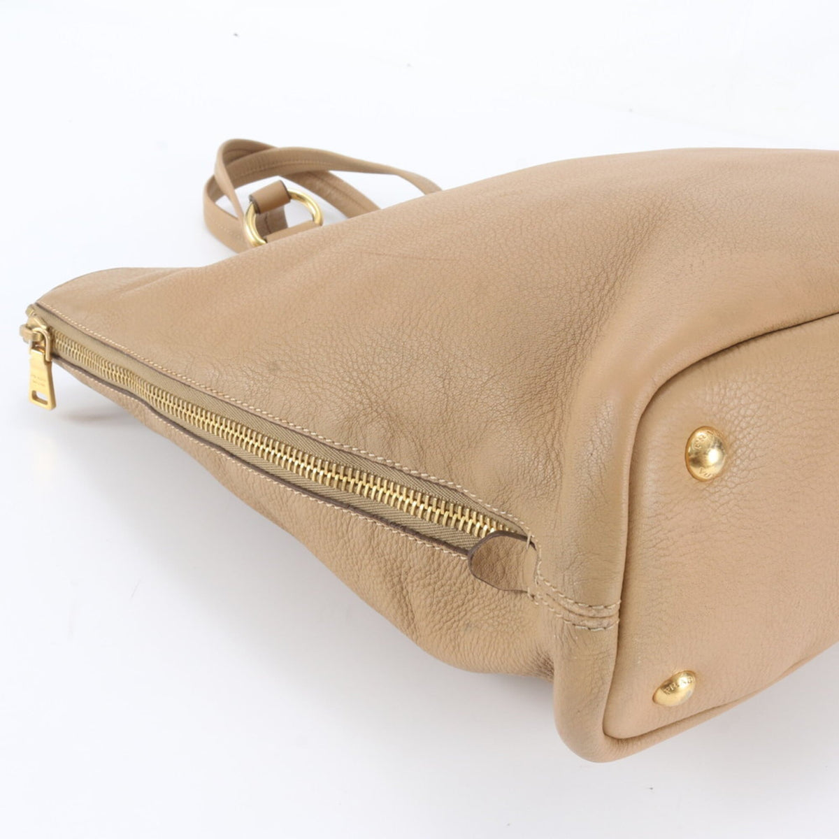 Prada Brown Leather Handbag Shoulder Bag Tote Bag (Pre-Owned)