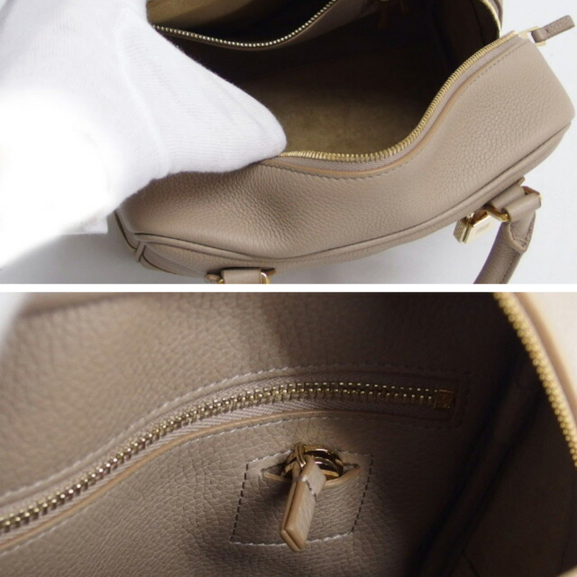 Loewe Amazona Beige Grayish Leather Handbag Shoulder Bag (Pre-Owned)