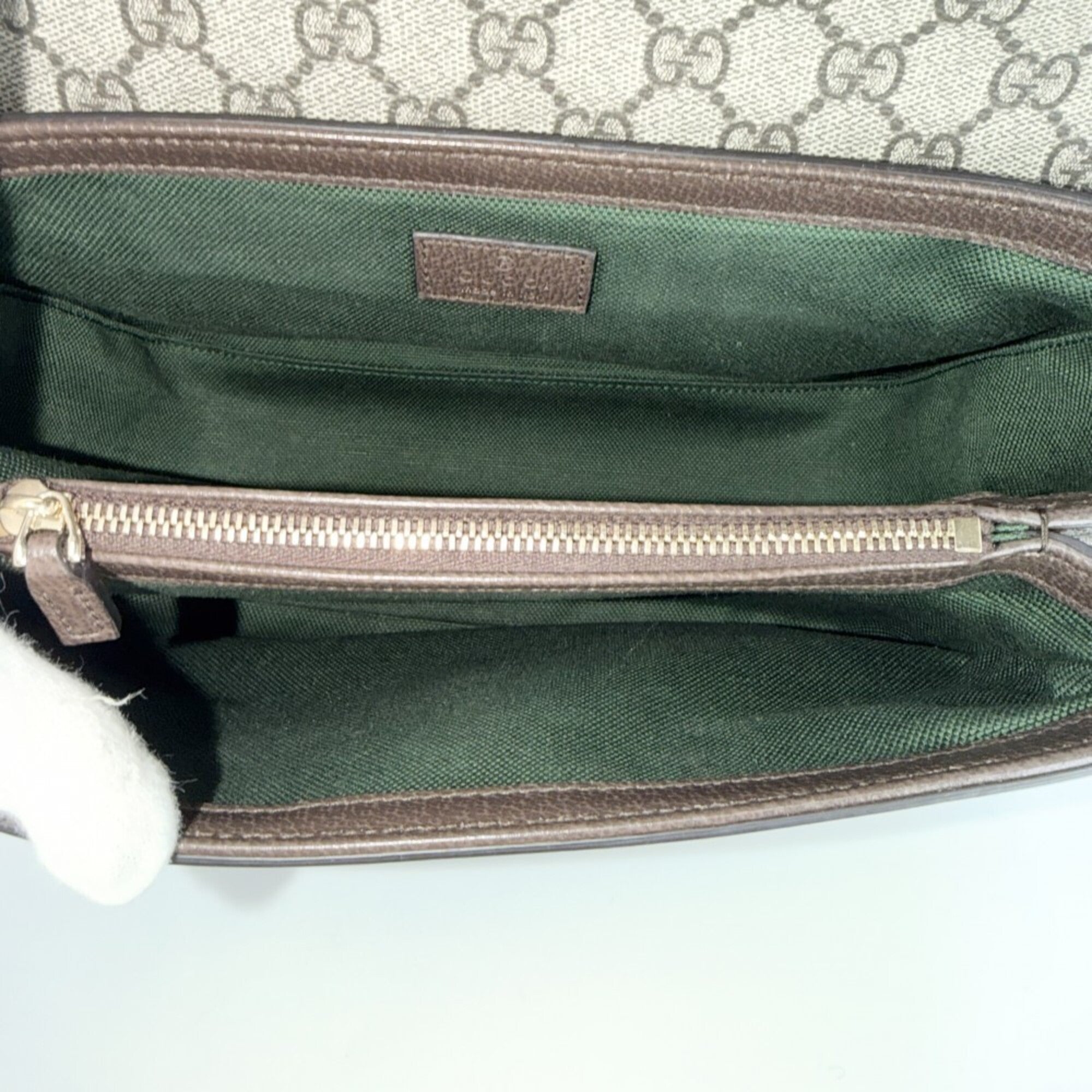 Gucci Beige Brown Gg Supreme Canvas Leather Handbag Shoulder Bag (Pre-Owned)