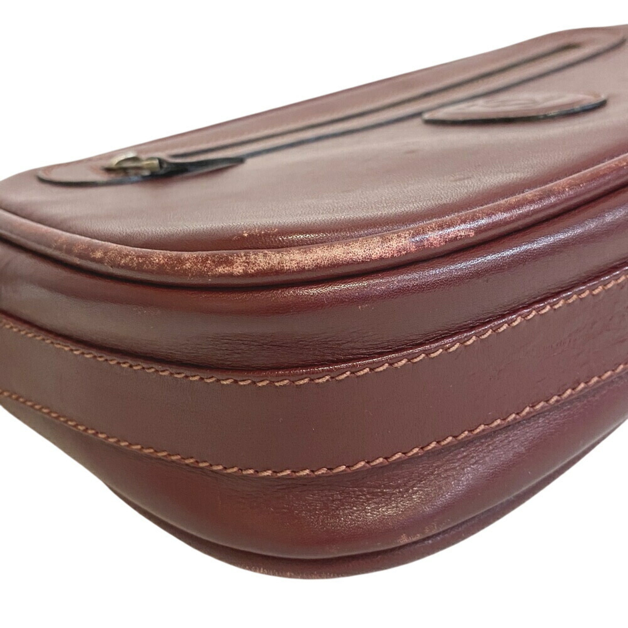 Cartier Bordeaux Red Color Leather Shoulder Bag (Pre-Owned)