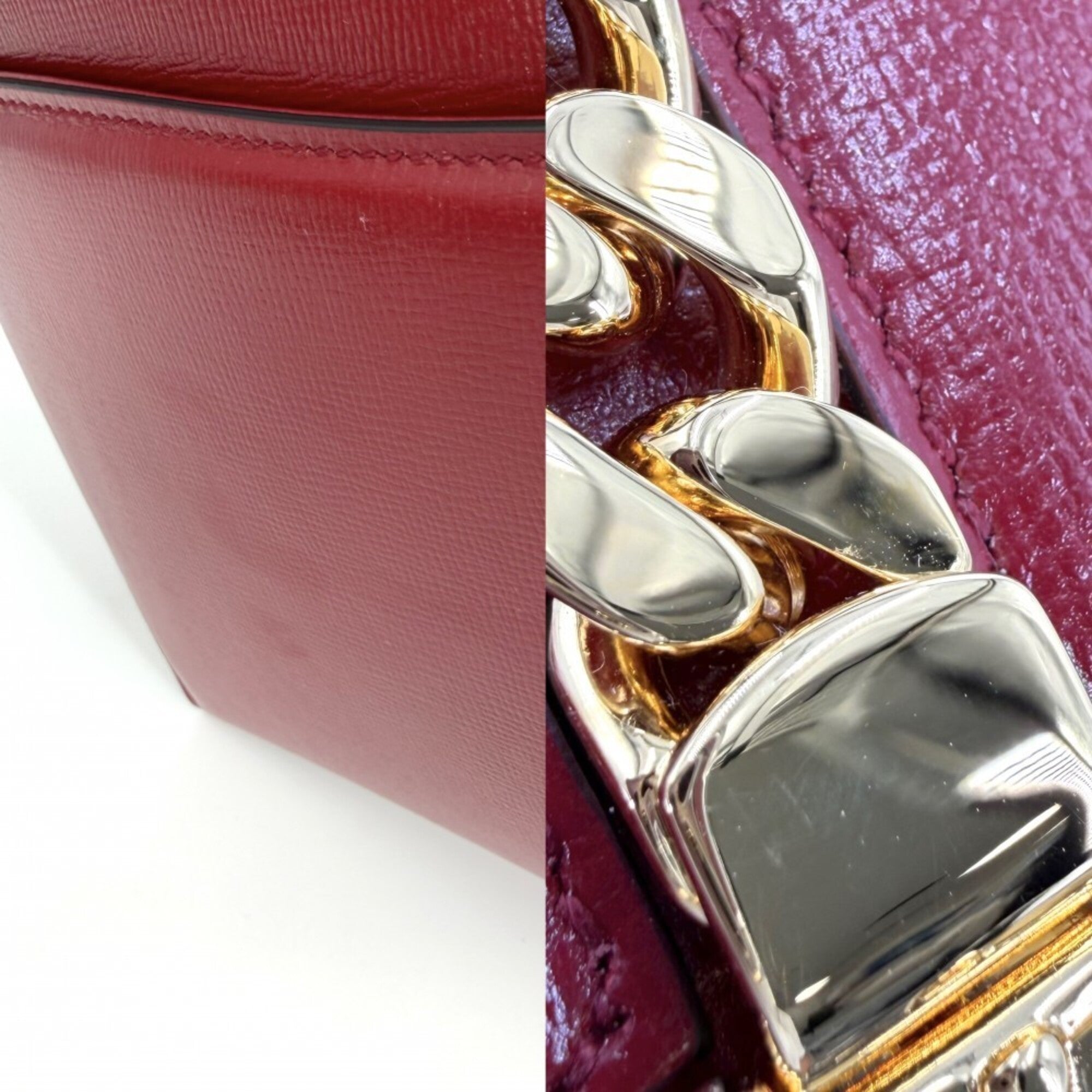 Gucci Red Color White Leather Handbag Shoulder Bag (Pre-Owned)
