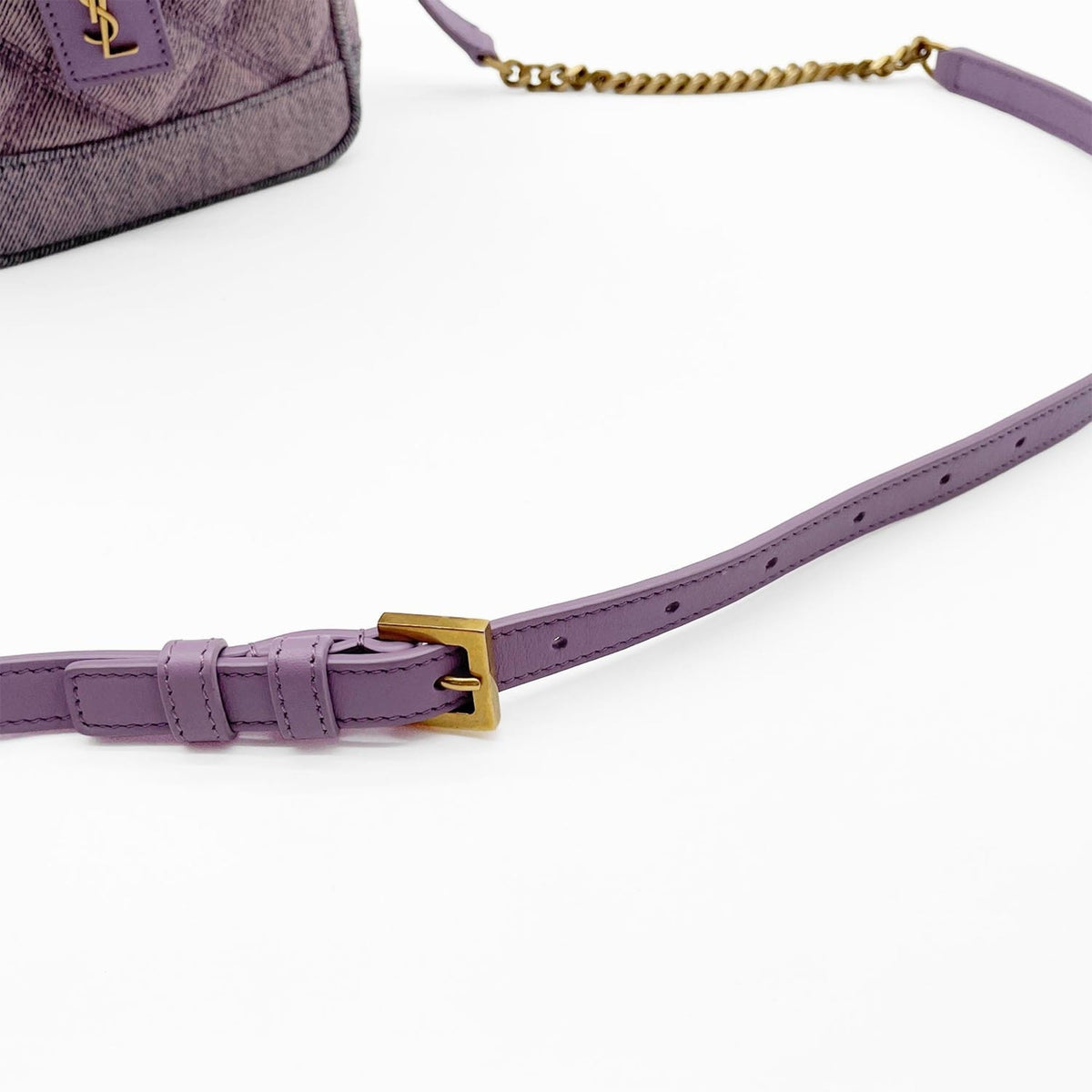 Yves Saint Laurent Purple Denim Shoulder Bag Vanity Bag (Pre-Owned)