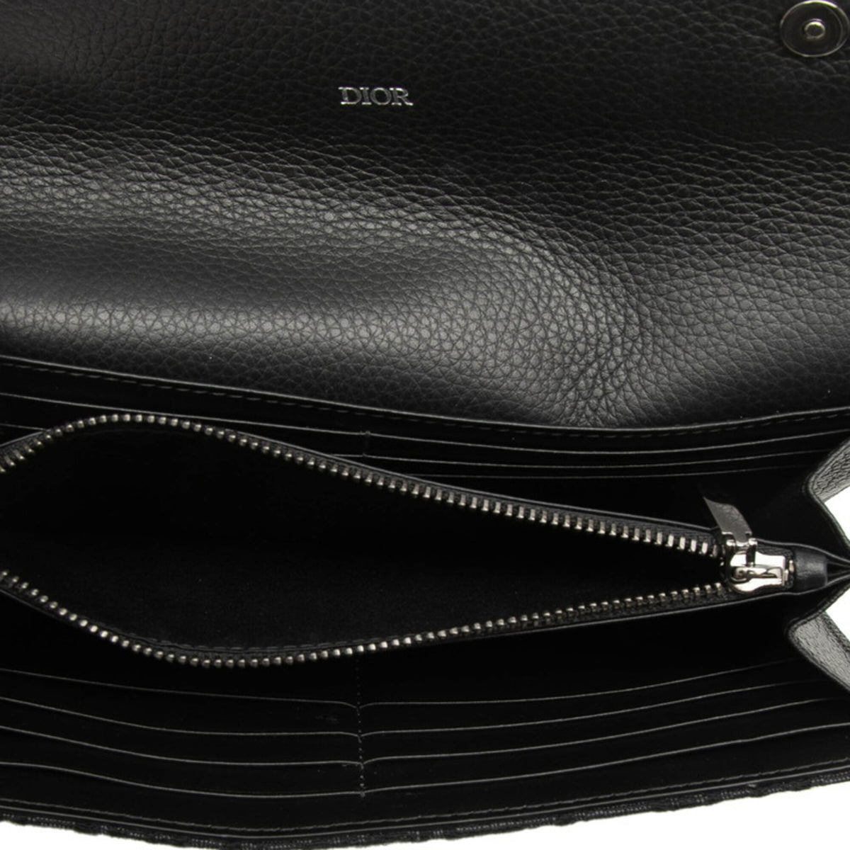 Christian Dior Black Canvas Leather Long Wallet (Bi-Fold) (Pre-Owned)