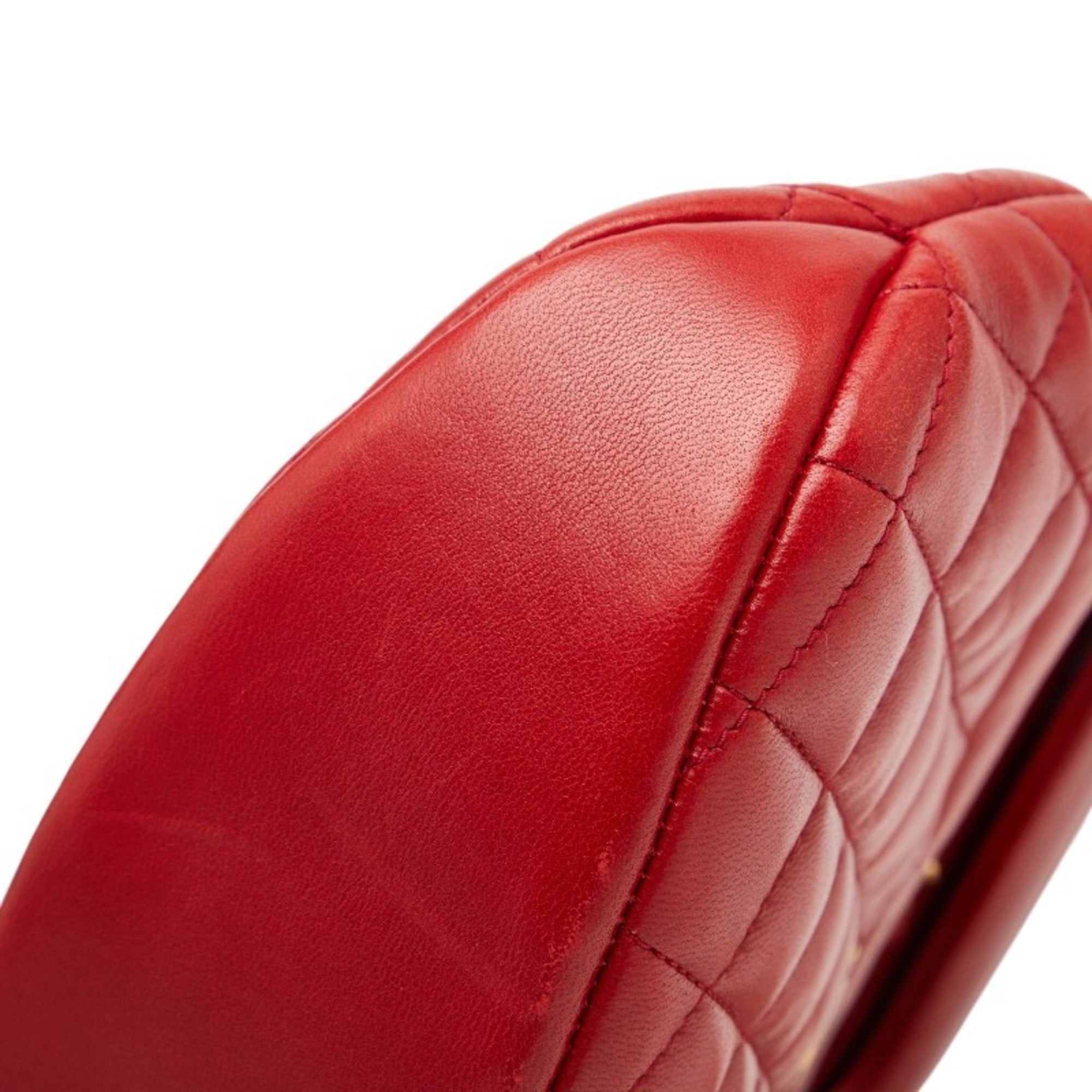 Chanel Red Color Leather Handbag Shoulder Bag (Pre-Owned)