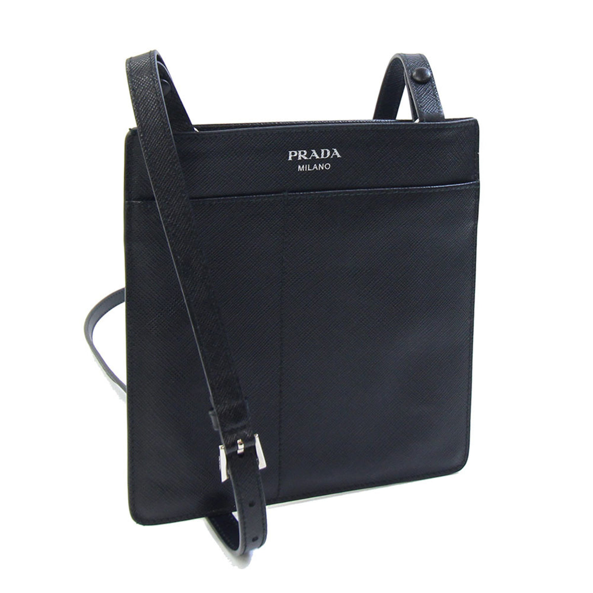 Prada Black Leather Pochette Shoulder Bag (Pre-Owned)