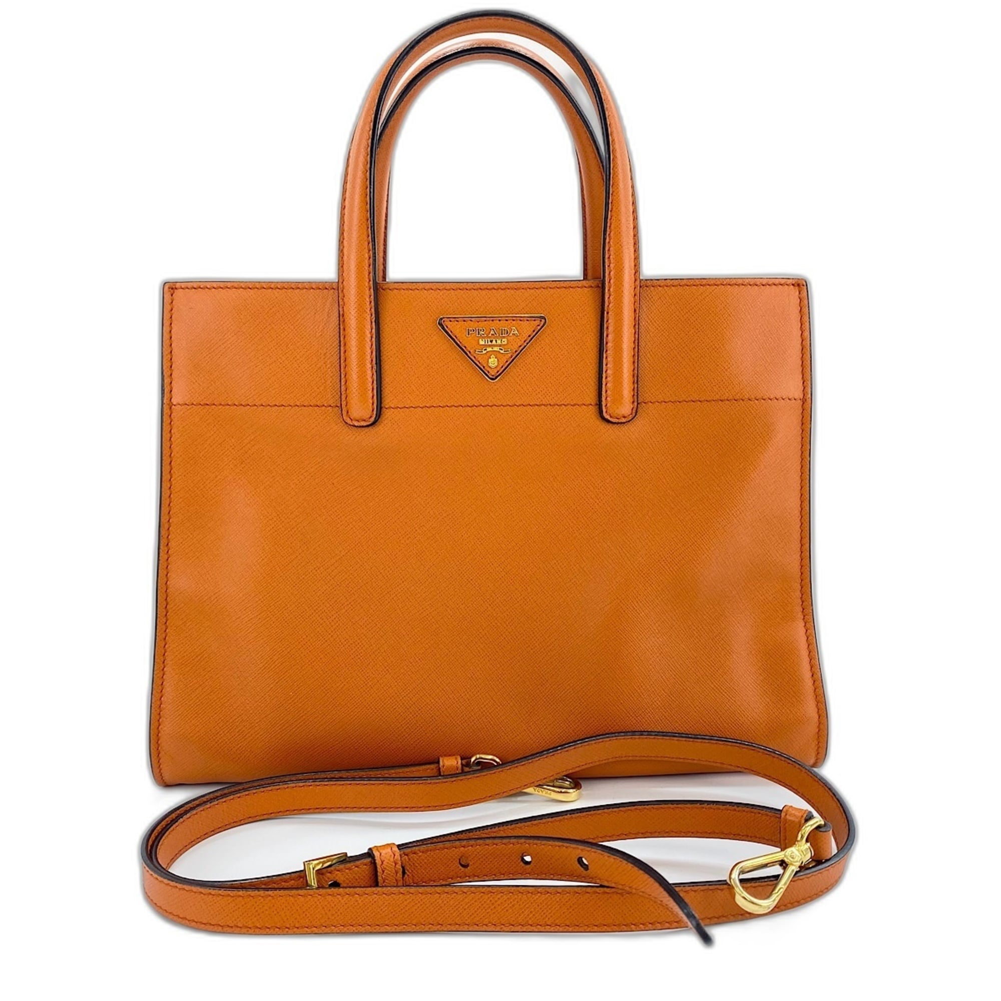Prada Orange Leather Handbag (Pre-Owned)