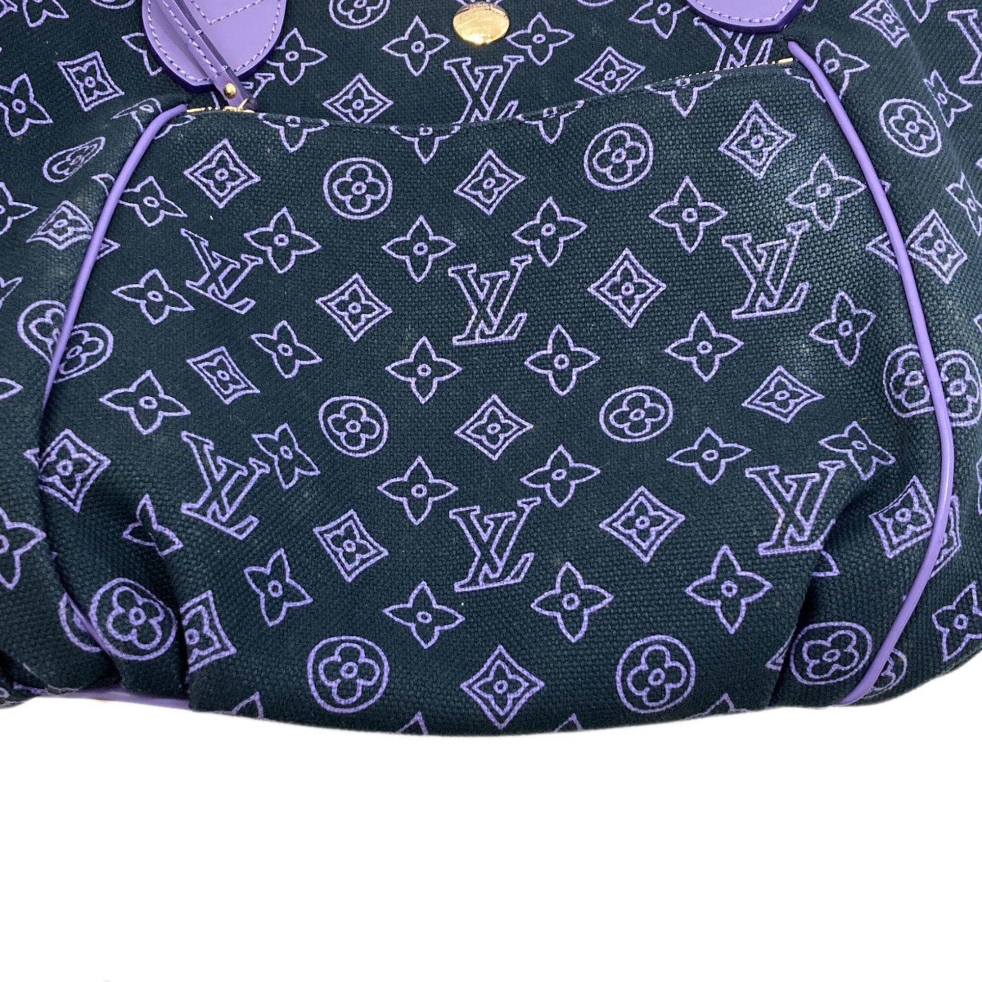 Louis Vuitton Black Purple Canvas Tote Bag (Pre-Owned)