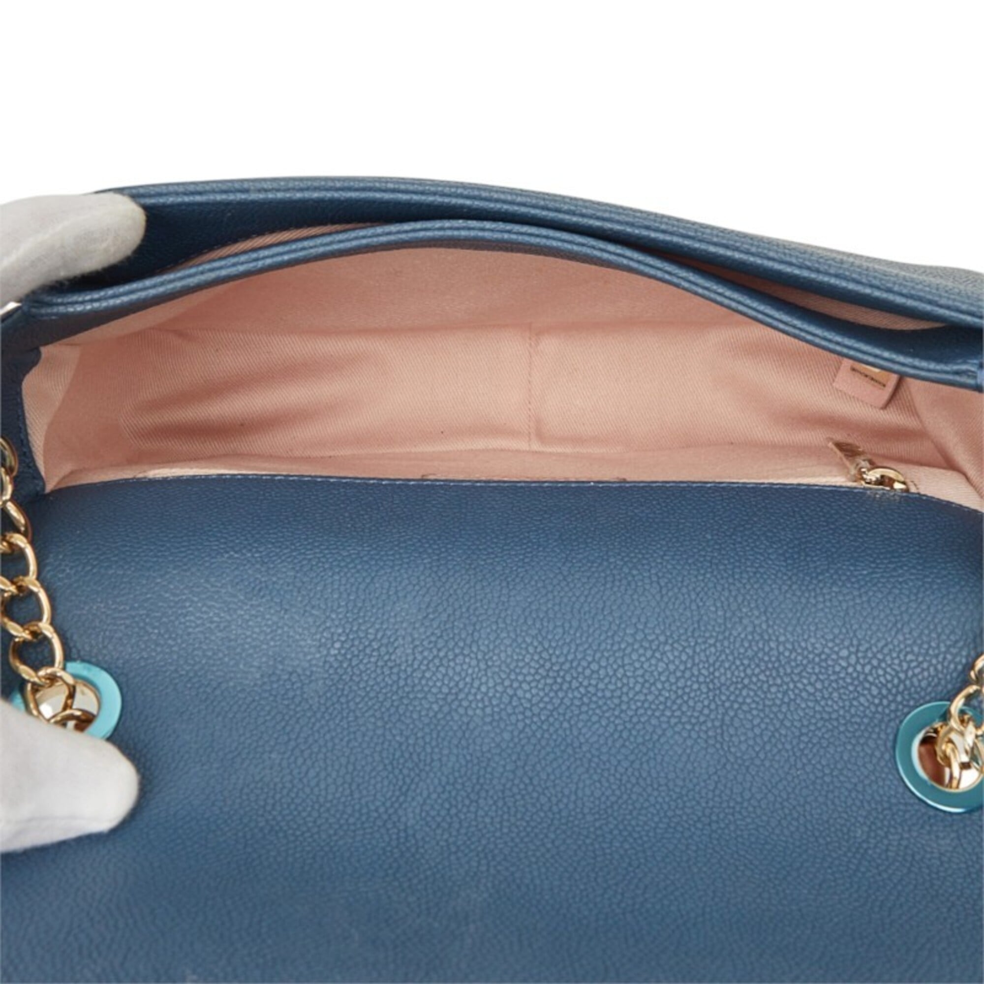 Chanel Blue Grained Calfskin Handbag Shoulder Bag (Pre-Owned)