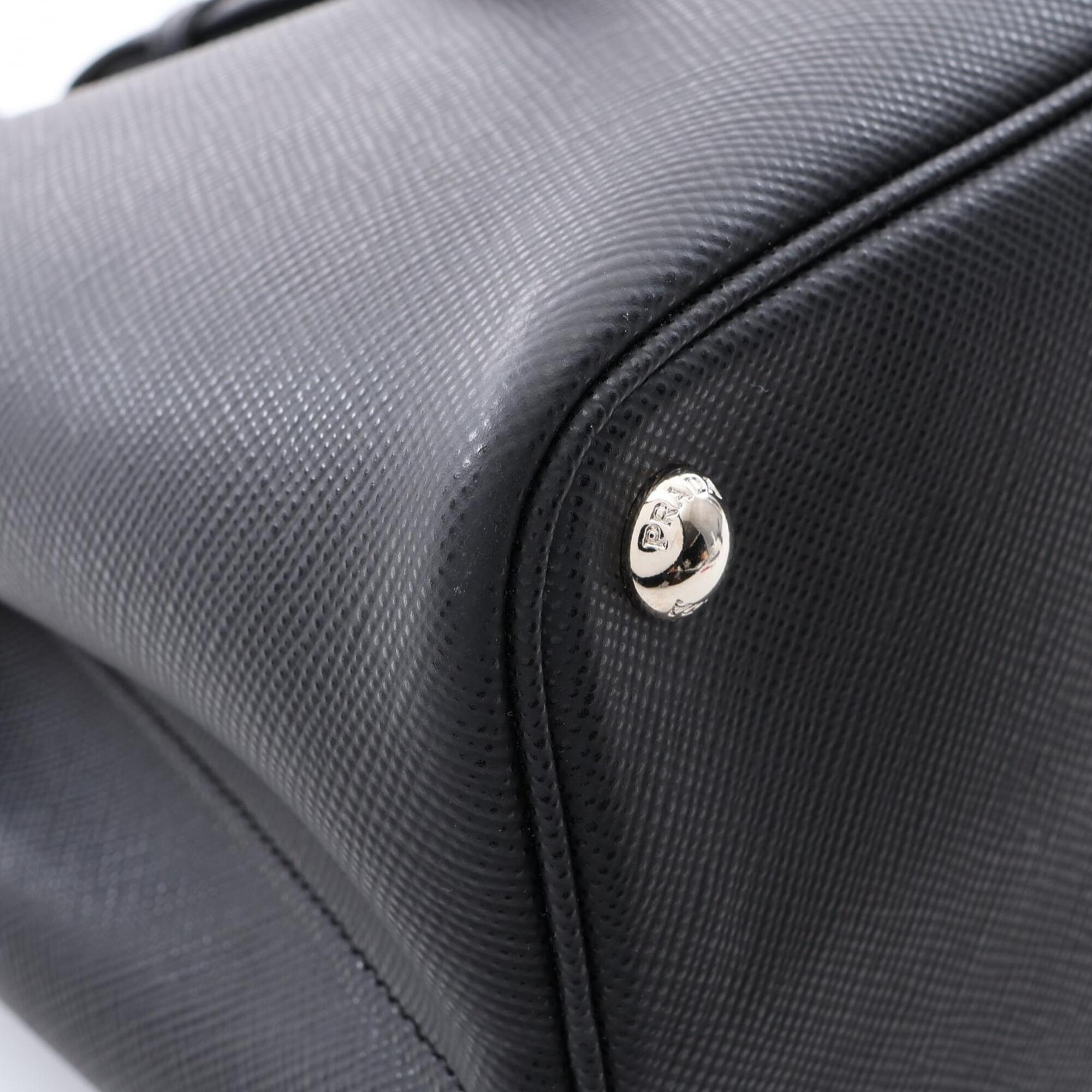 Prada Black Saffiano Triangle Handbag Tote Bag (Pre-Owned)