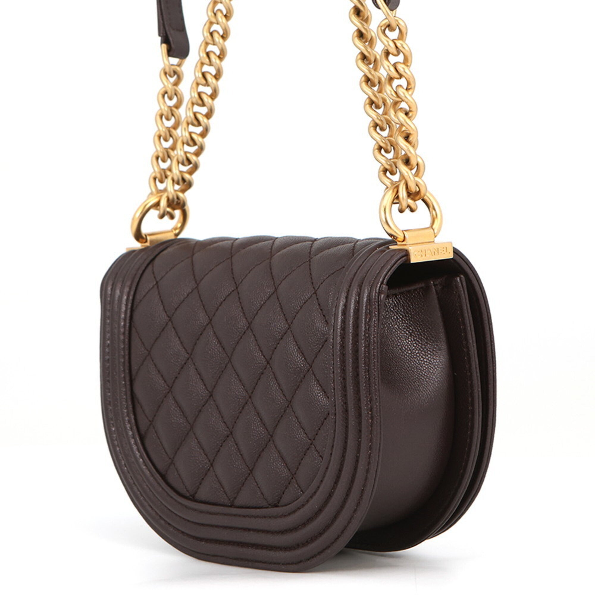 Chanel Brown Grained Calfskin Shoulder Bag (Pre-Owned)