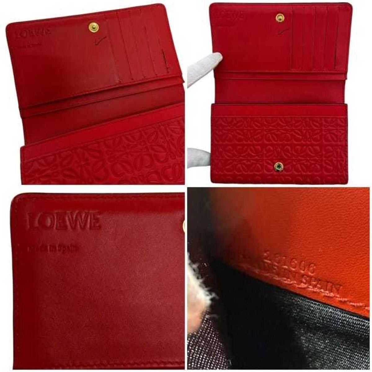 Loewe Repeat Red Color Leather Wallet (Bi-Fold) (Pre-Owned)
