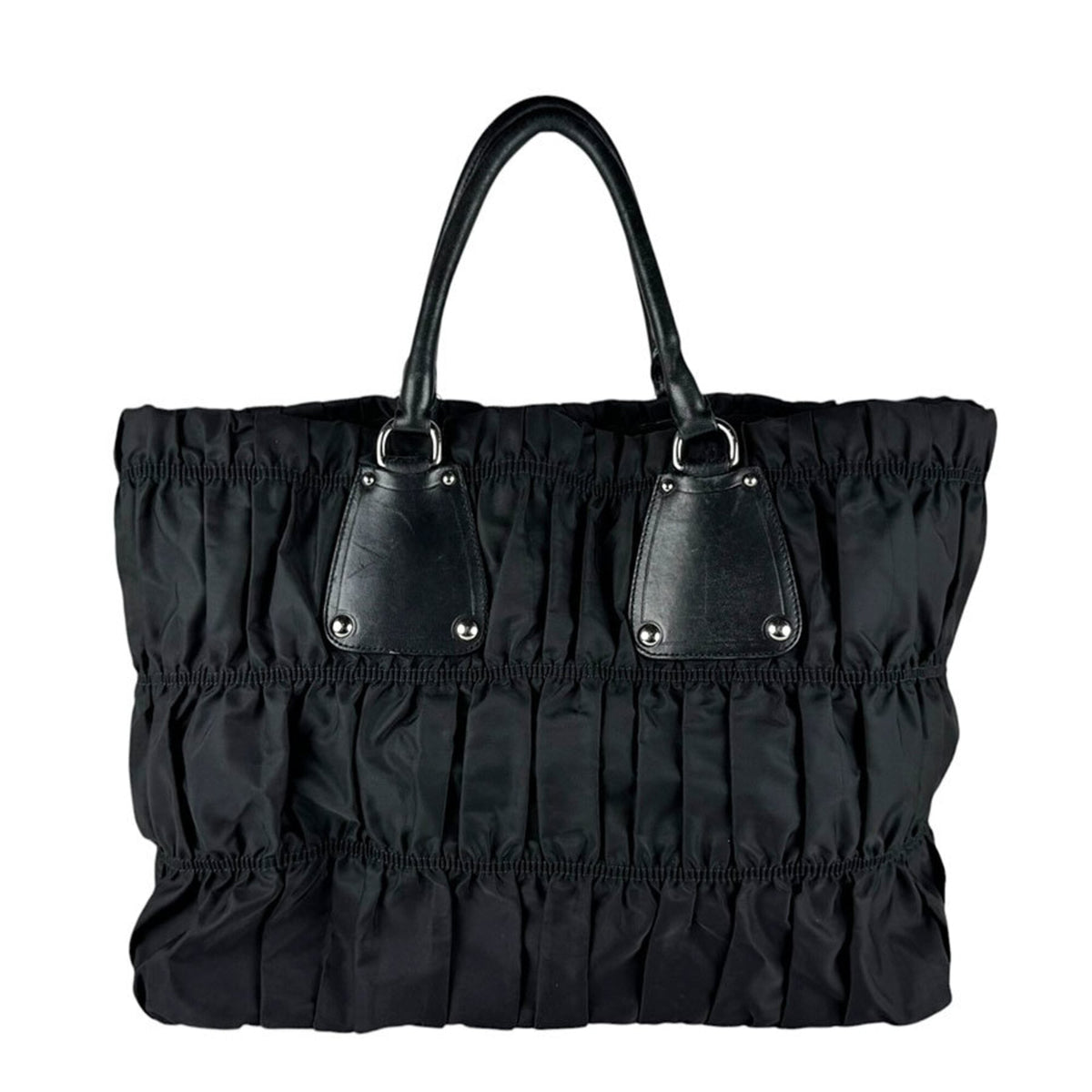 Prada Black Nylon Leather Handbag (Pre-Owned)