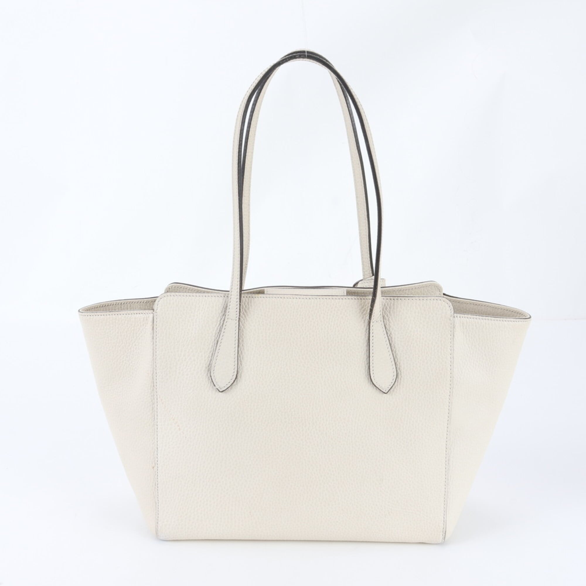 Gucci White Leather Handbag Shoulder Bag Tote Bag (Pre-Owned)