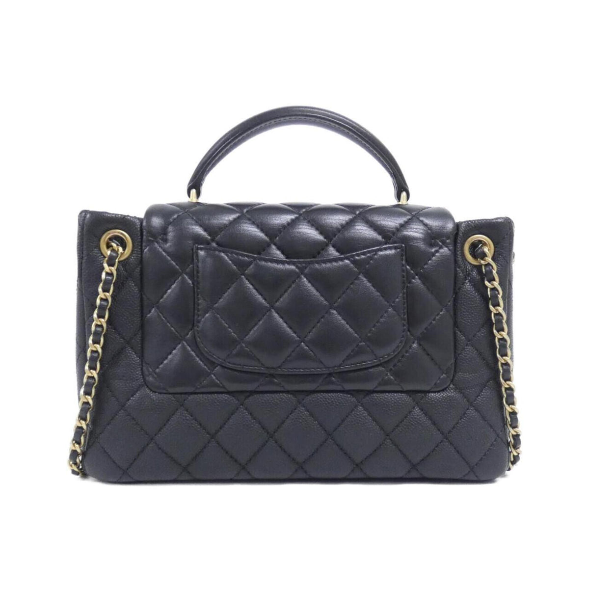 Chanel Black Grained Calfskin Leather Handbag (Pre-Owned)